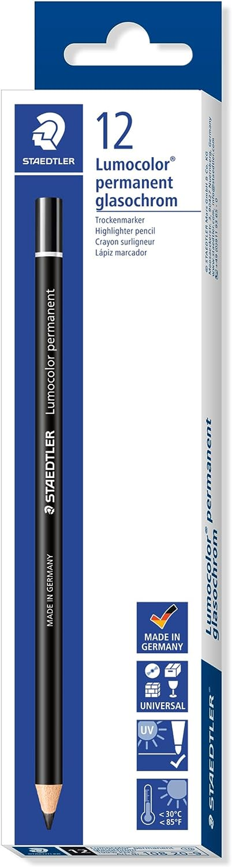 Staedtler Glasochrom 108 Pencils, White (Pack of 12)