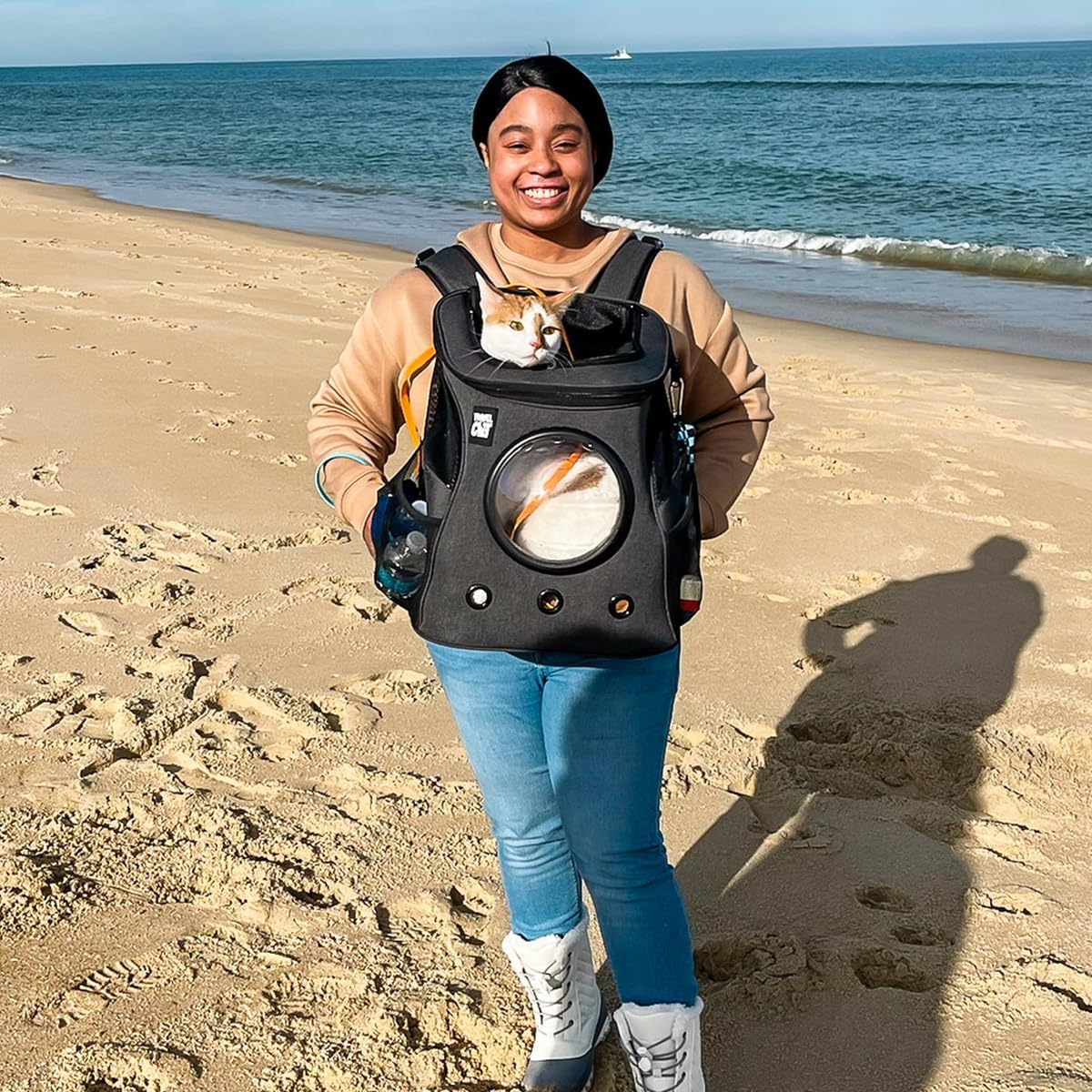 Fat Cat Backpack Carrier - Airline Approved Cat Carrier with Space Capsule Bubble for for Small Cats, Kitten - Premium Charcoal Cat Carrier Backpack for Outdoor, Travel, Hiking, Pet Supplies