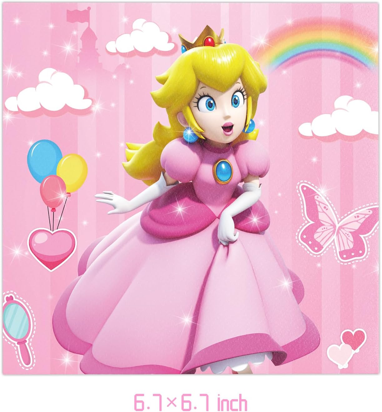 GYSIXGAOSU 41Pcs Princess Peach Birthday Decorations, 20 Plates, 20 Napkins and 1 Tablecover for Princess Peach Birthday Party Supplies image number 5