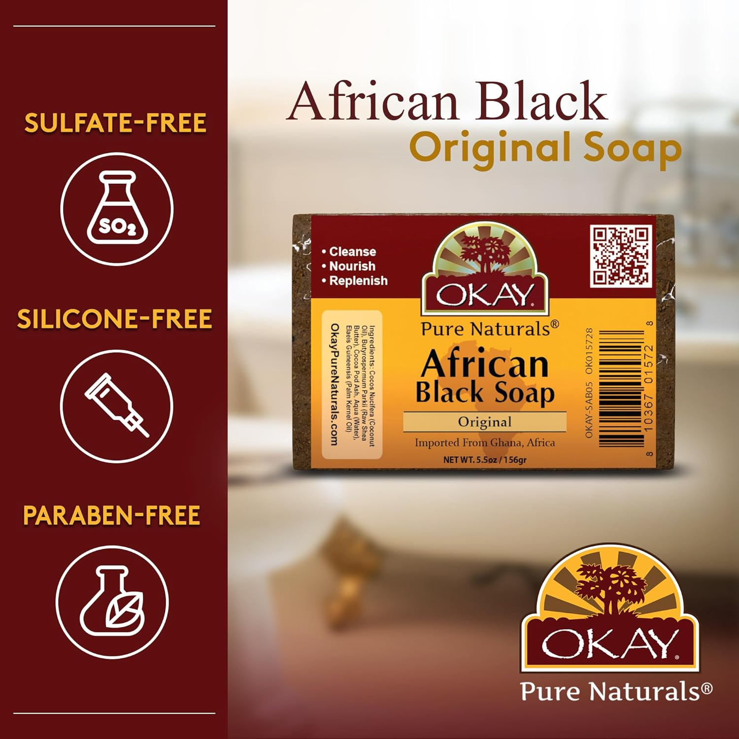 Okay African Soap, Black, 5.5 Ounce