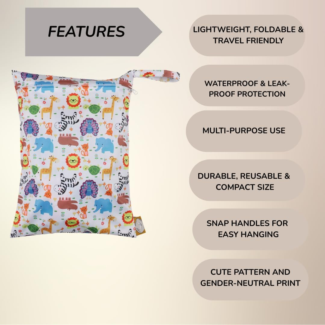 2 Pack Large Premium Waterproof Diaper Cloth Wet Bag Reusable Diaper Bag for Travel Toiletries Gym Swimsuits Baby Items Beach Breastmilk Pump Parts Daycare Waterproof Pouch with Snap Handles 30X40 Cm image number 3