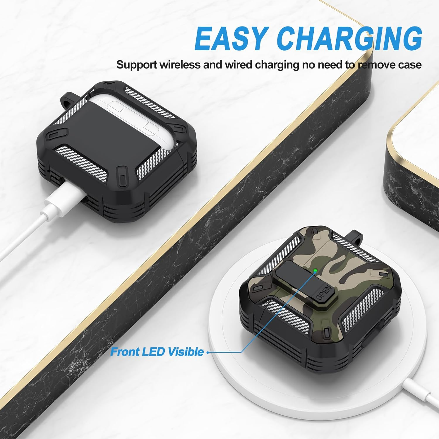 Leonids for Airpods 4 Case with Secure Lock Lid & Cleaner Kit, Hard Full Body Protective Case Cover for Airpods 4Th Gen (Camouflage Green) - Camouflage Green image number 5