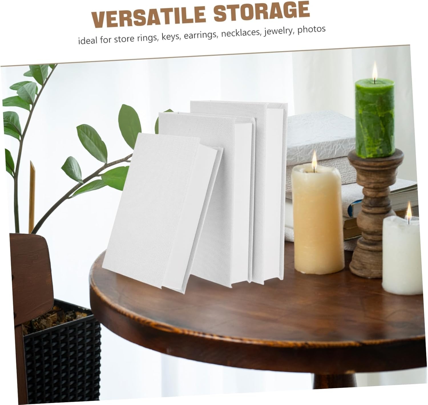 IMIKEYA 3Pcs Linen Decorative Faux Book Storage for Bookshelf Desk Home Office Decor Vintage Style with Hidden Compartment for Jewelry Keys Photos image number 2