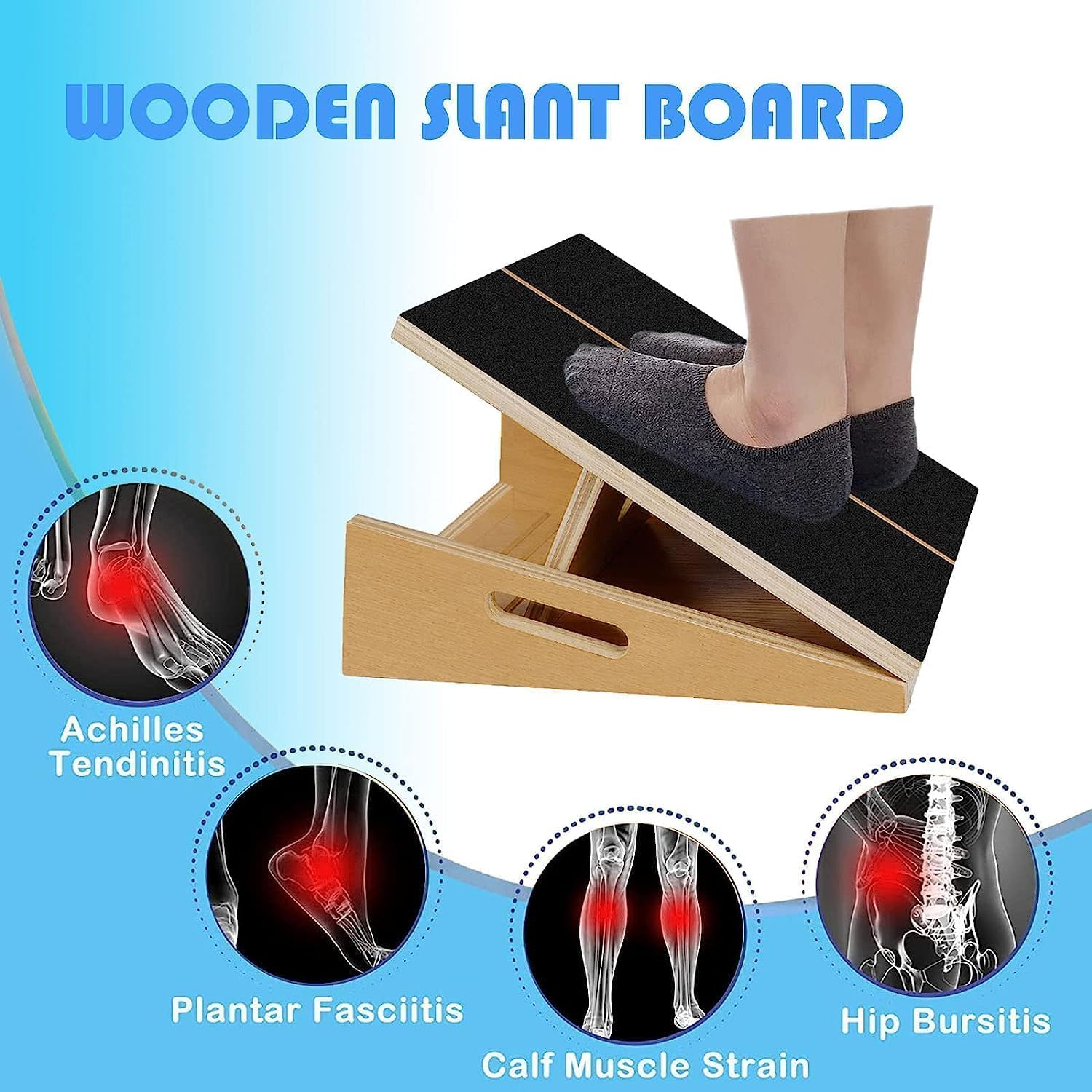 Professional Wooden Slant Board, Adjustable Incline Board and Calf Stretcher, Stretch Board Calf Stretcher Slant Board - Extra Side-Handle Design for Portability image number 6