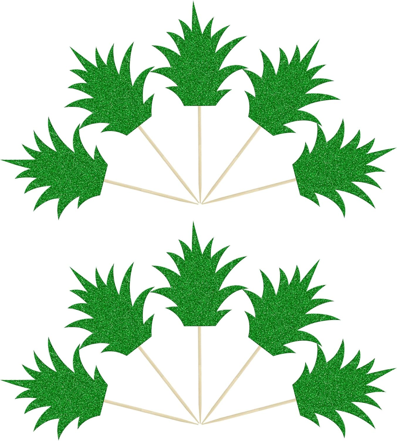 36Pcs Donut Toppers Green Pineapple Cupcake Toppers Green Glitter Pineapple Picks for Luau Bridal Shower Tropical Summer Party Cake Food Decoration Supplies - 36Pcs Pineapple image number 3