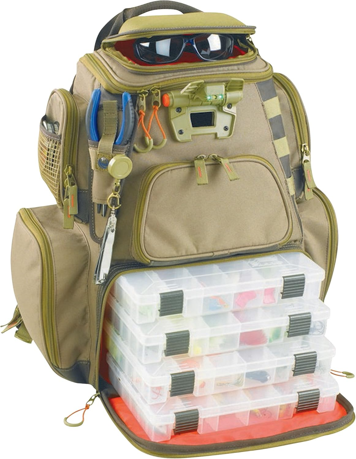 Custom Leathercraft Wild River by CLC WT3604 Tackle Tek Nomad Lighted Backpack & Four PT3600 Trays, Orange, Sand image number 5
