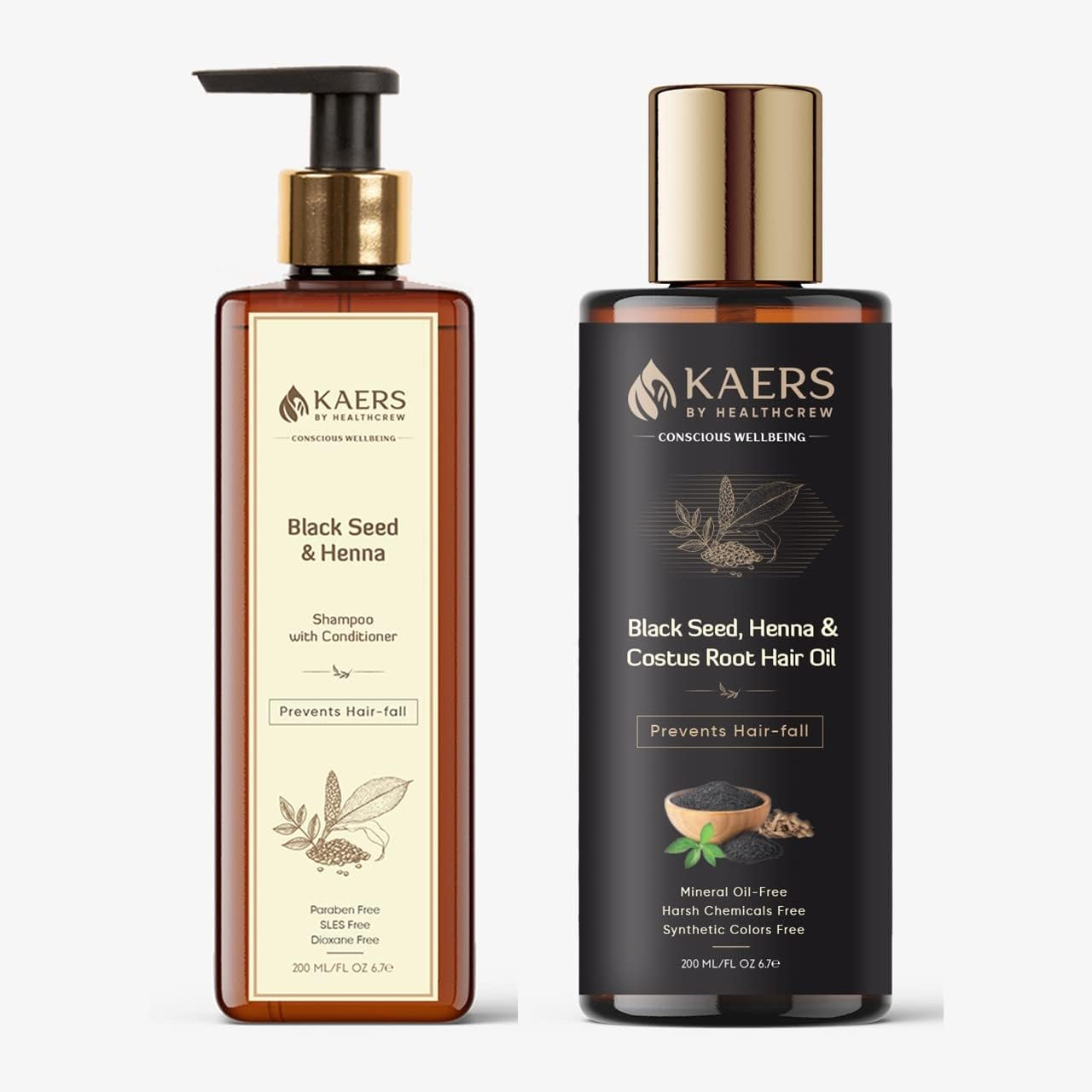 Kaers Kalonji Hair Care Combo | Black Seed & Henna Shampoo | Black Seed, Henna & Costus Root Hair Oil | Nourishment of Hair | Paraben Free, SLES Free, Dioxane Free, Mineral Oil Free | 200 Ml + 200 Ml image number 6
