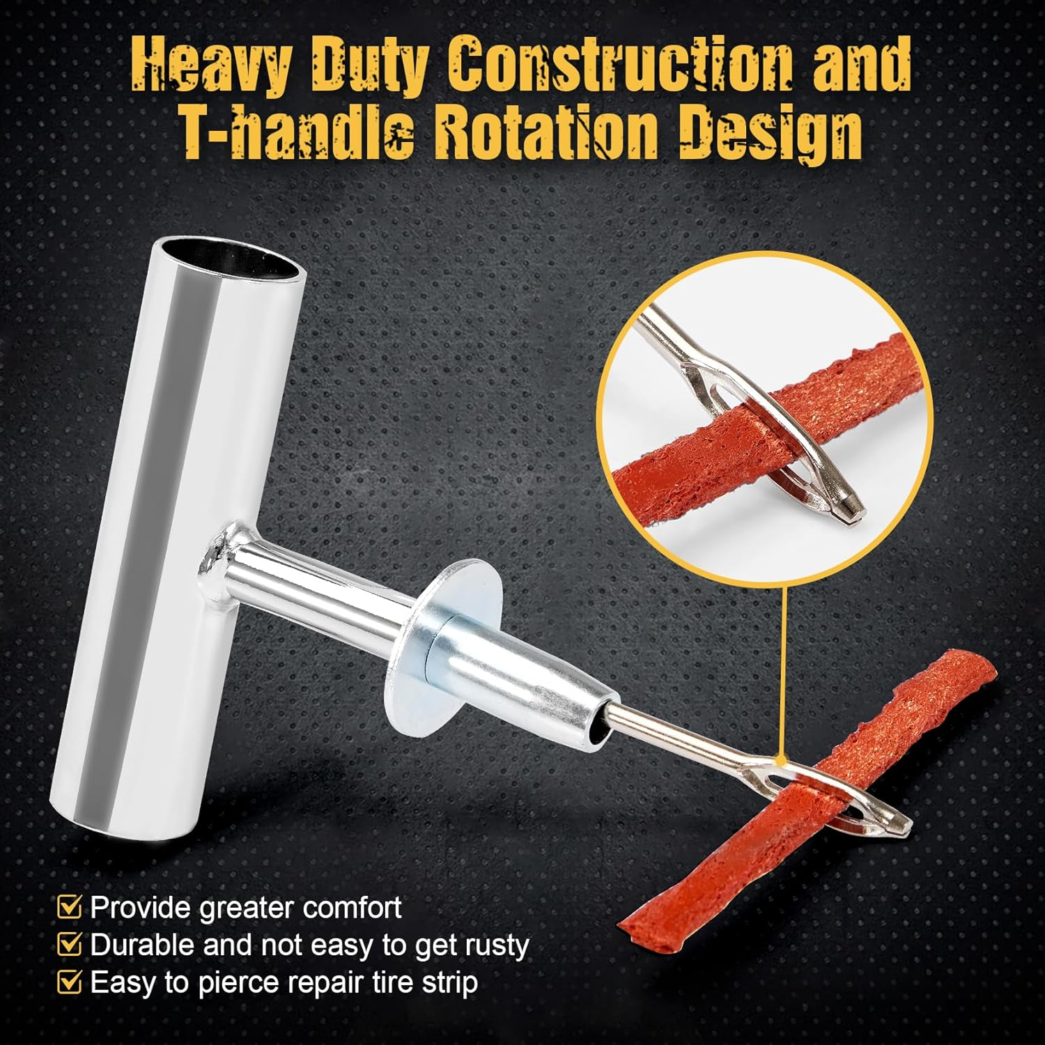 Krimocy 147 Pcs Tyre Repair Kit Heavy Duty Tire Plug Kit for Car, Universal Tire Patch Kit to Fix Punctures and Plug Flats, Tire Repair Plugs for Truck, RV, ATV, Tractor, Trailer image number 3