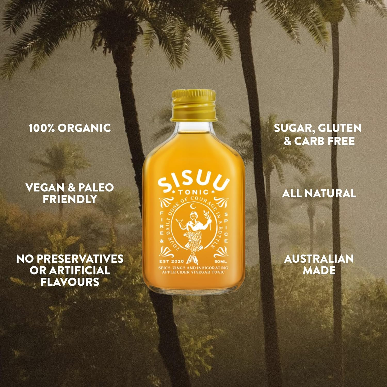 Travel Gift Pack Inc. 100% Organic Apple Cider Vinegar Fire & Spice Tonic 50Ml & Magnesium Spray 30Ml with 50% Magnesium Chloride Concentration with Aloe Vera. image number 2