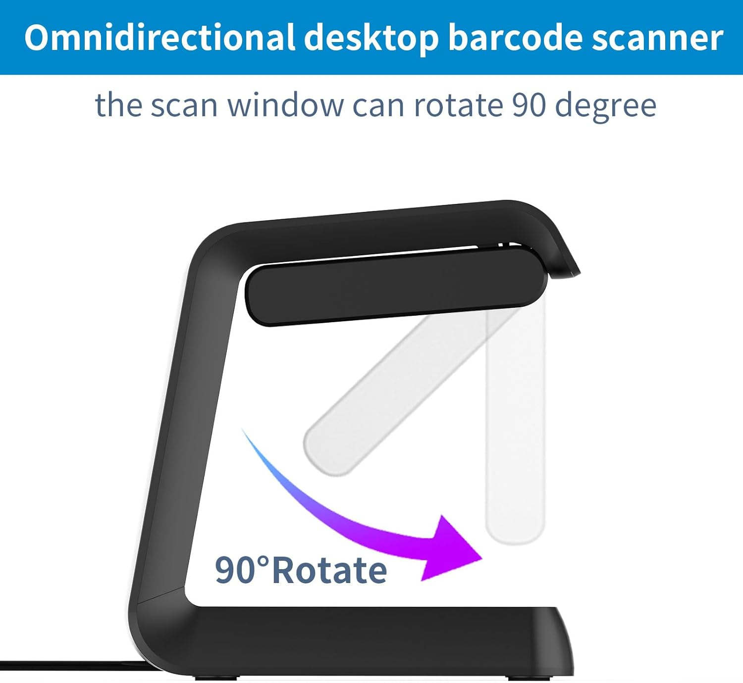 Symcode 2D QR Hands-Free Barcode Scanner Omnidirectional Automatic Sensing Scanning USB Connection Desktop Barcode Reader, Wired Bar Code Reader Screen Scanningfor POS PC Airport, Supermarket image number 6