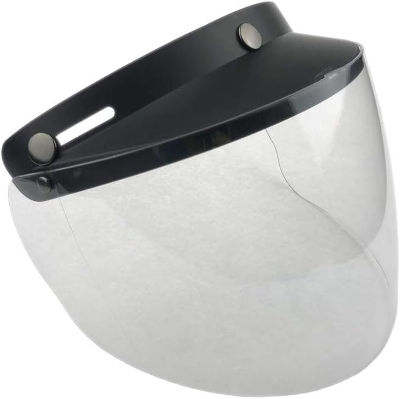 WANCAR Standard 3-Snap Button Universal Visor for Open Face Motorcycle Helmet Wind Shield Flip up Down(Clear)