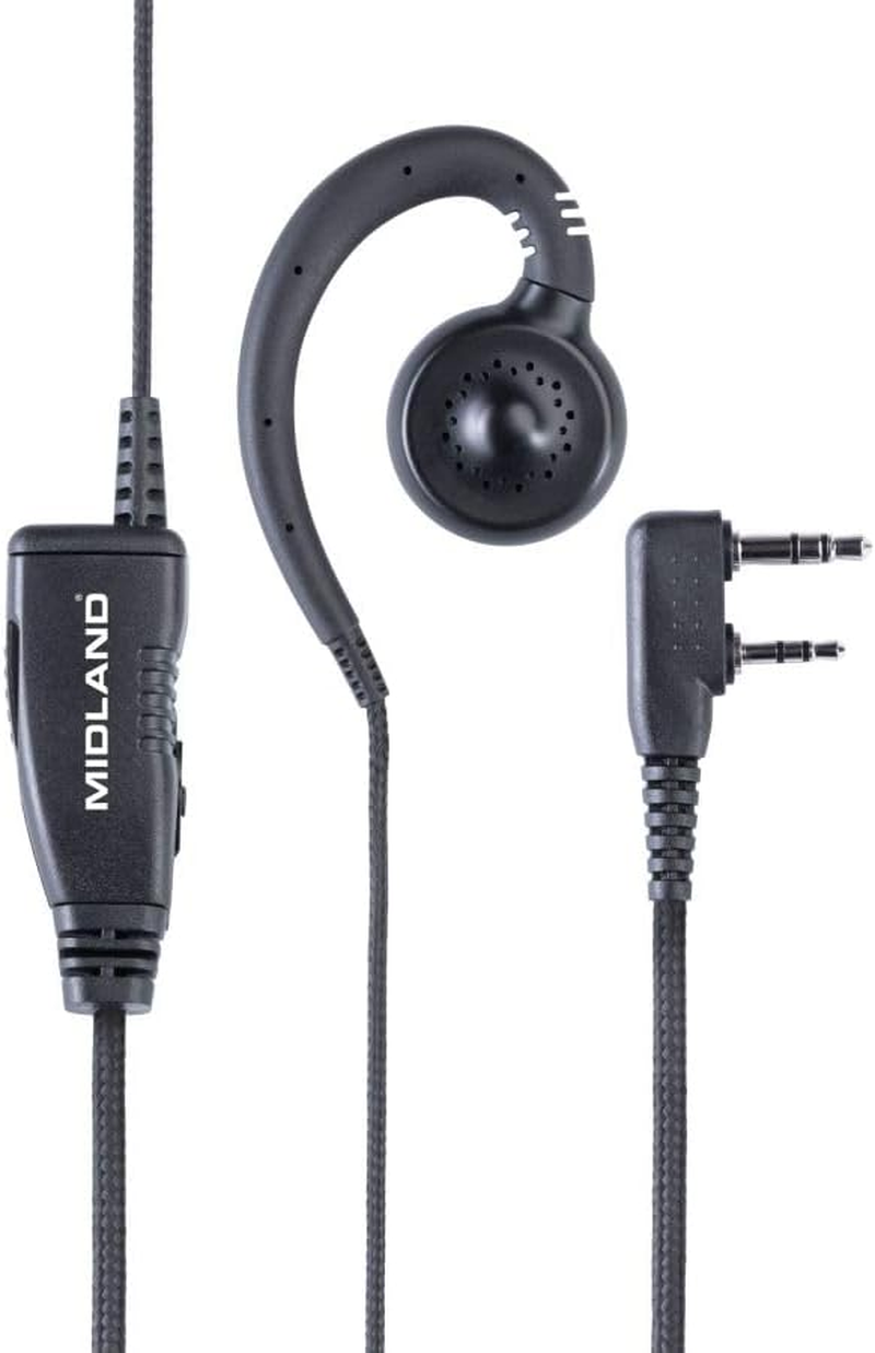 MA29-LK Headset Microphone with PTT 2 Pin Kenwood, Soft Plastic C-Ring Earbud Provides Comfort and Elegance for Longer Use All Day