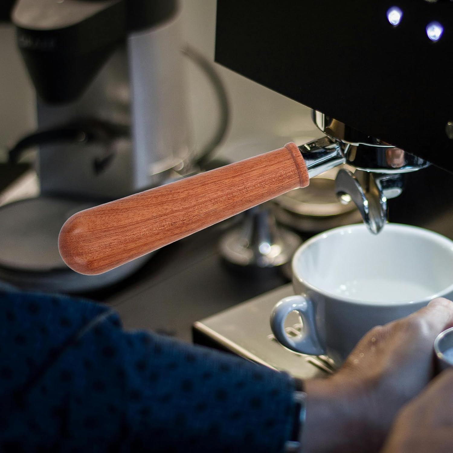 Jojofuny Bottomless Portafilter Handle M10 Coffee Machine Replacement Part with Rosewood Wooden Grip Espresso Machine Accessories for Manual Home Brewing image number 6