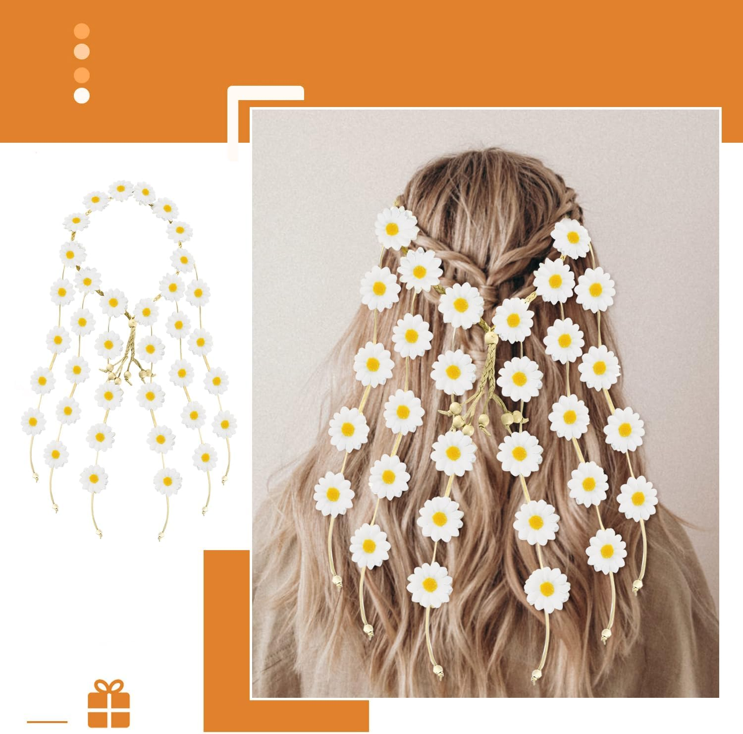 1 Daisy Headpiece and 1 Daisy Necklace, Beach Headpiece, Boho Jewellery, Everyday Versatile Necklace image number 4