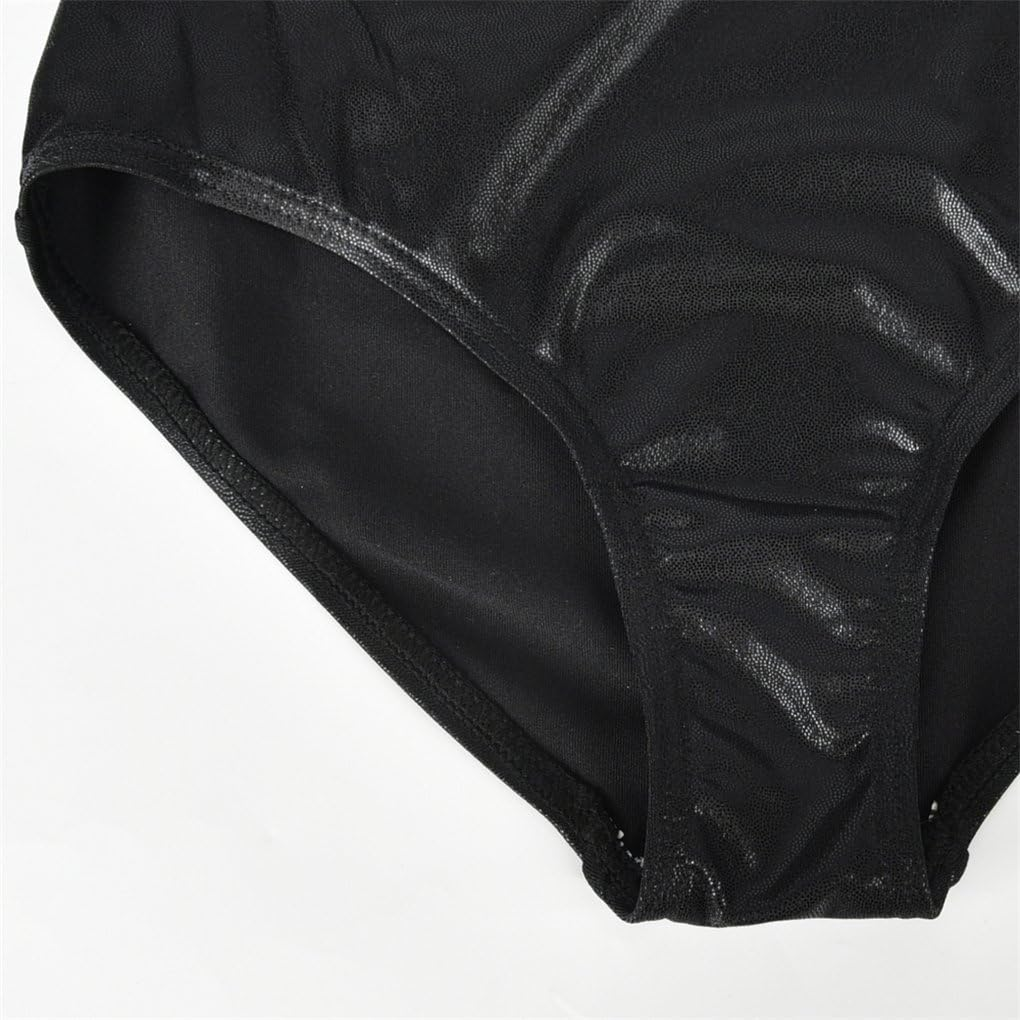 Long Sleeve Shiny Waves Metallic Athletic Dance Gymnastics Leotard Girls