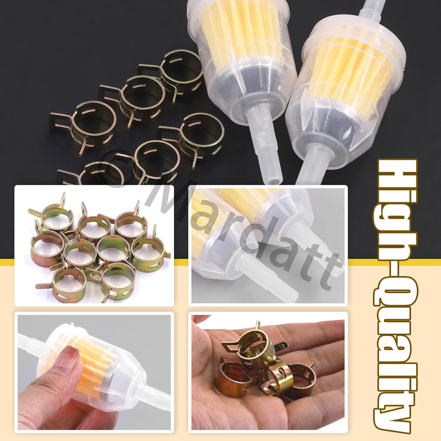 15PCS 1/4&rdquo; Fuel Line Set Includes 1/4 Inch 6.5 Feet Fuel Line, Gas Inline Fuel Filters and Hose Clamps for Automotive Boat Marine Small Engines