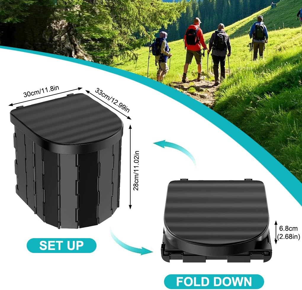 Portable Toilet for Camping,Portable Folding Toilet for Adults,Travel Portable Potty for Camping, Car, Travel, Outdoor, Hiking,12 Toilet Bags image number 3