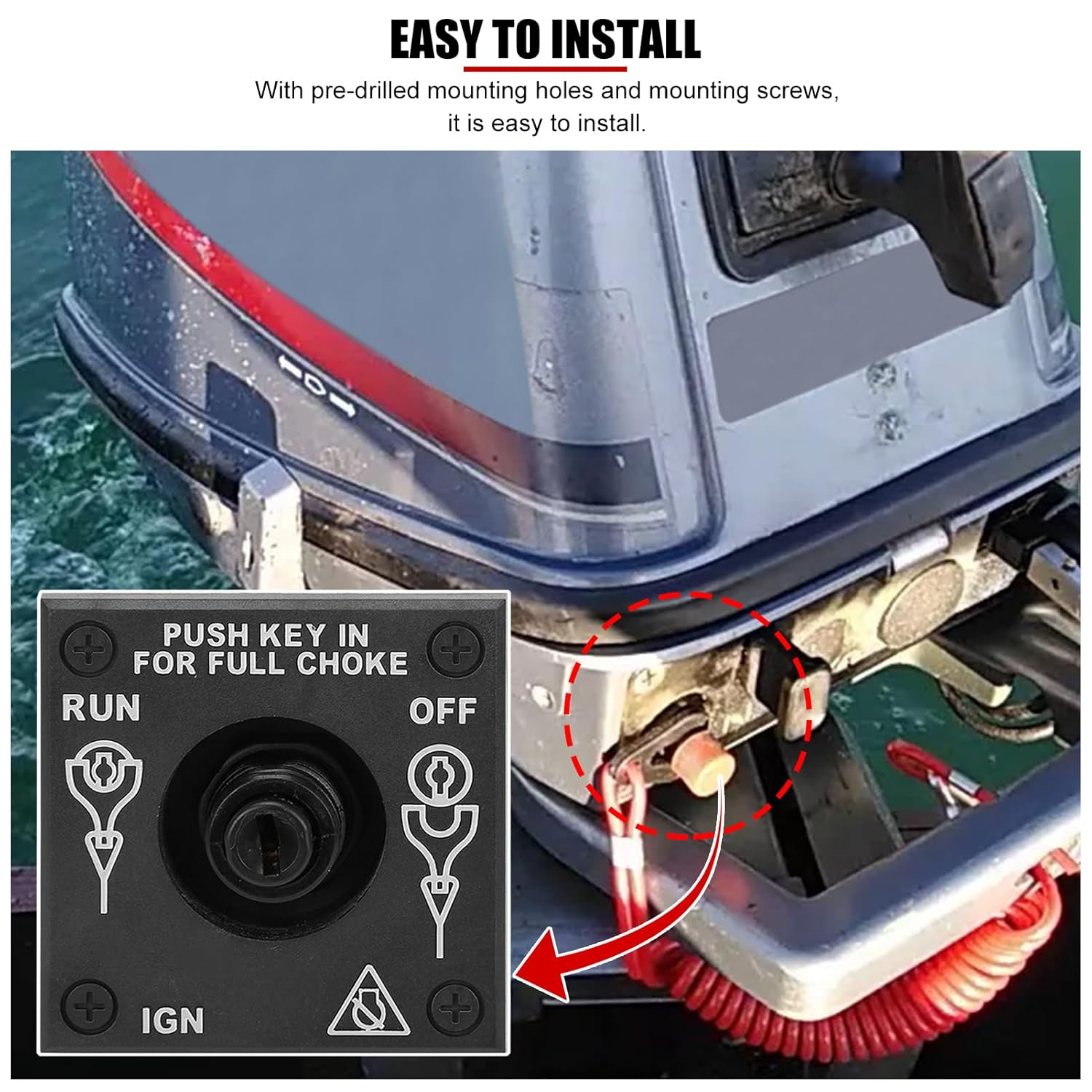 Single Engine Ignition Cut off Switch with Keys 176408 Outboard Ignition Switch Fit for BRP Evinrude Outboard image number 6