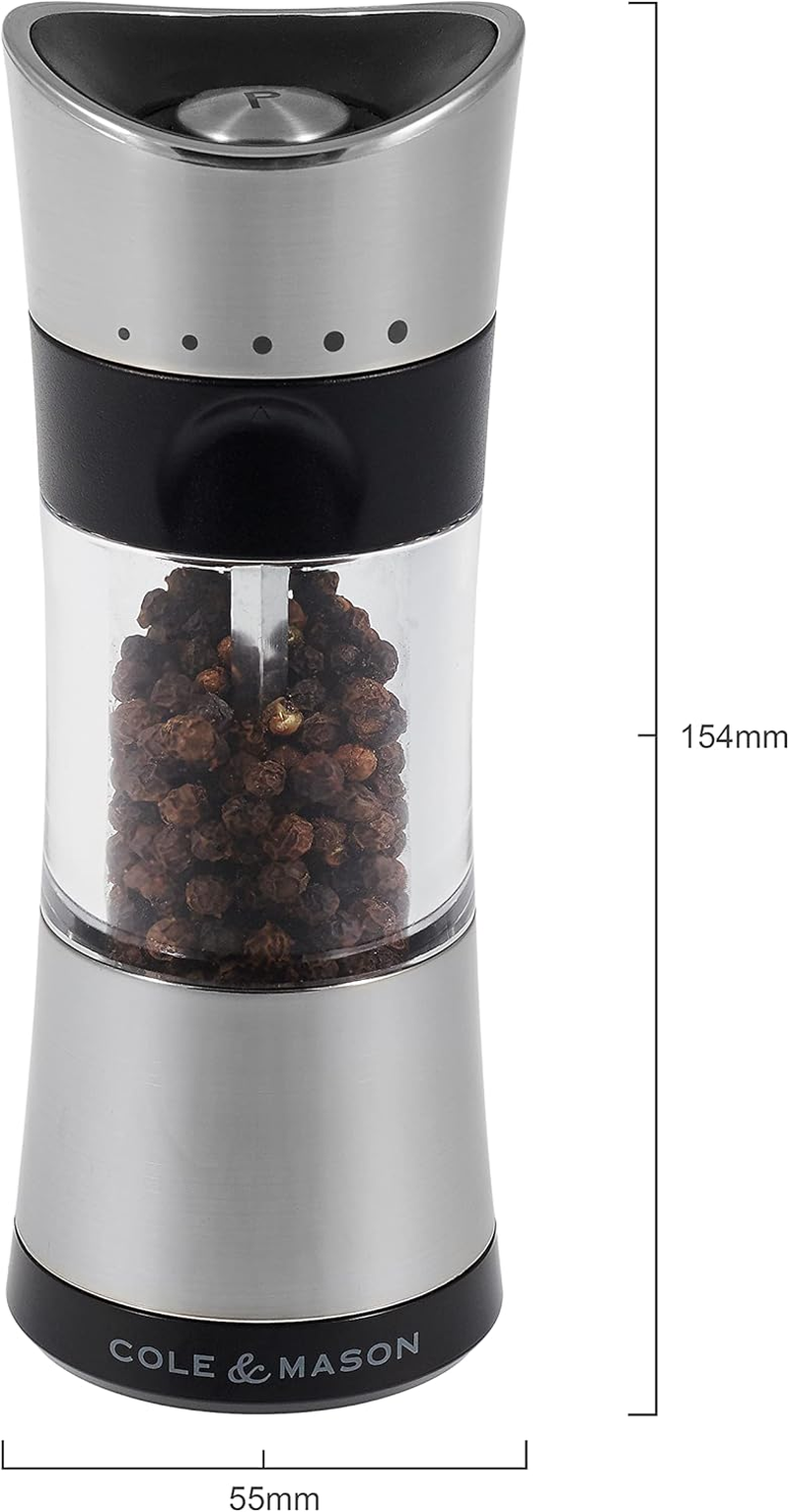 Cole & Mason Horsham Chrome Salt Mill, Adjustable Ceramic Precision+ Inverta Grind Mechanism, Chrome/Acrylic, 154 Mm, Includes 1 X Salt Grinder image number 3