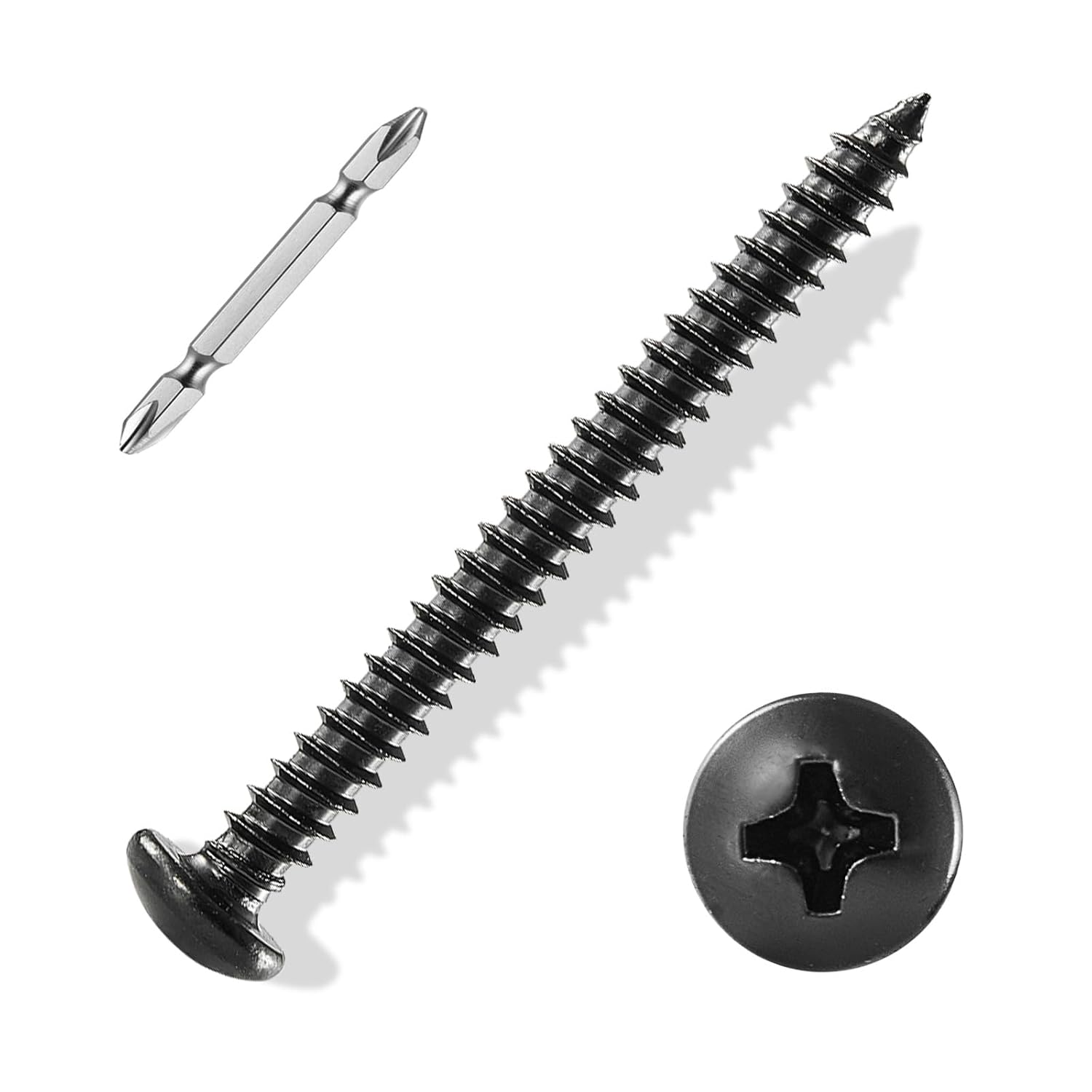 ANCHOREASE M4&times;40Mm Wood Screw 150Pcs, Black Carbon Steel Self Tapping Screws, Truss Head Phillips Fast Self Tapping Screws image number 2