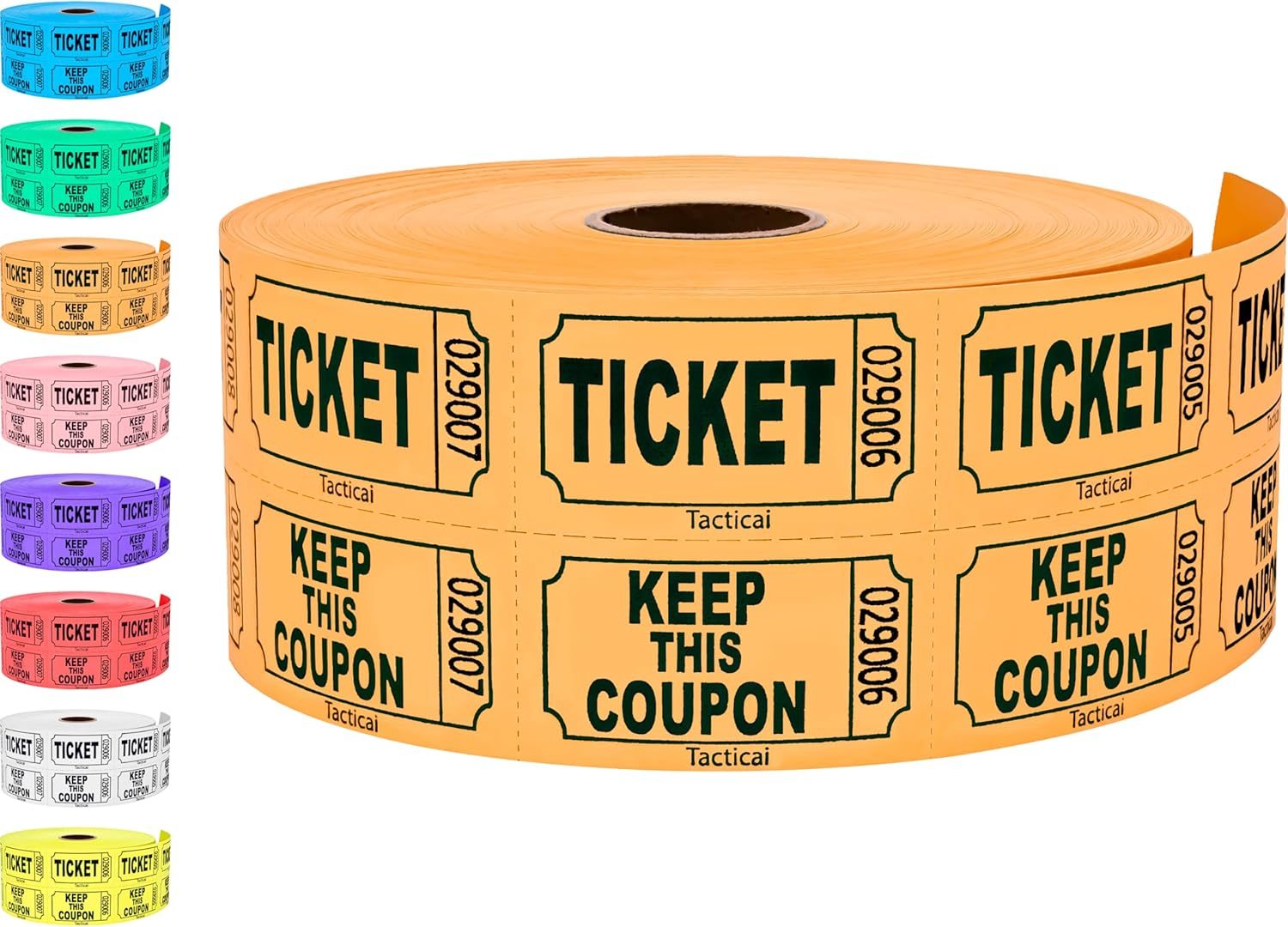 1000 Tacticai Raffle Tickets, Blue (1 of 8 Colors), Double Roll, Ticket for Events, Entry, Class Reward, Fundraiser & Prizes