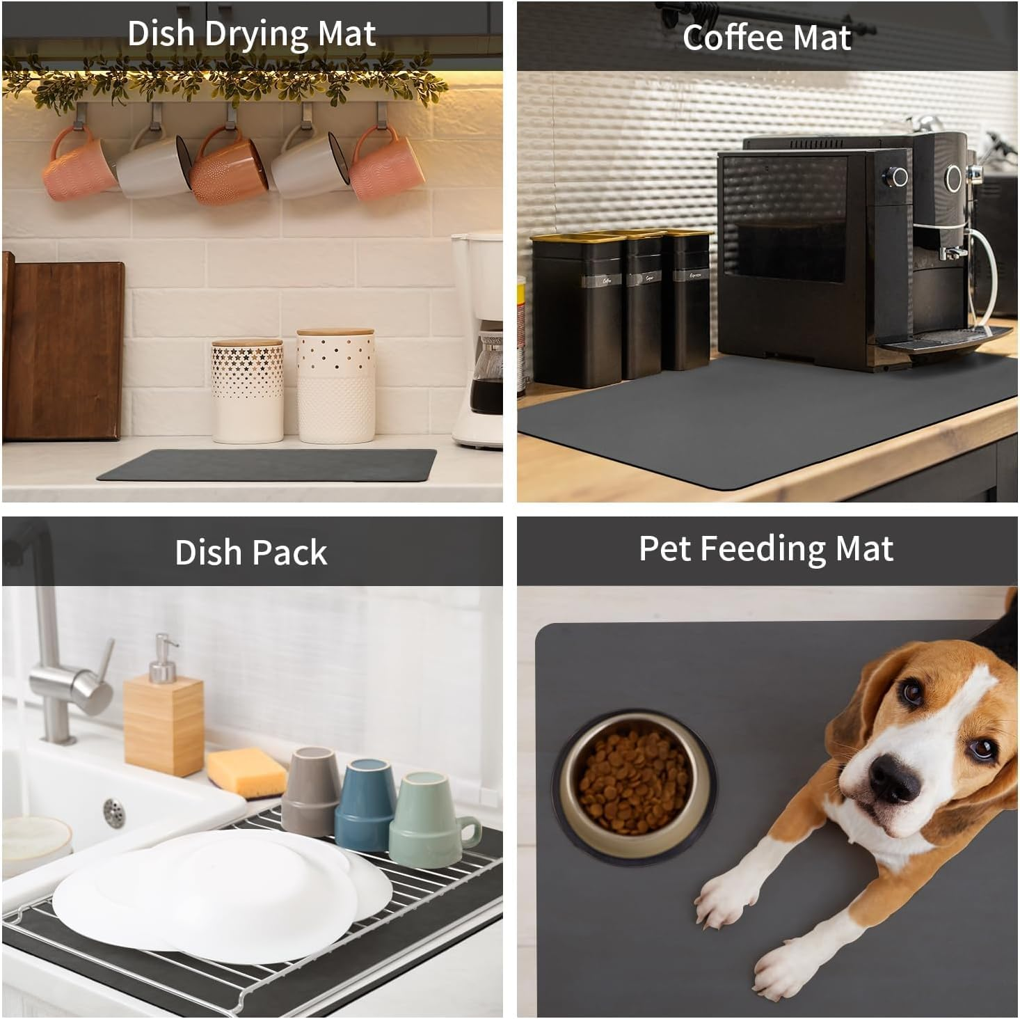 Coffee Mat-Dish Drying Mat Absorbent (Dark Grey, 43X80Cm) image number 5