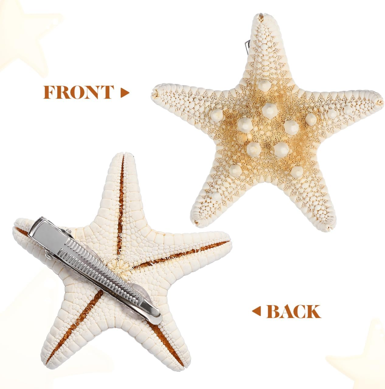 Partykindom 2Pcs Sea-Star Hair Clips for Girls Womens, Beach Hairpins Unique Metal Five-Pointed Seaside Hair Clips, Elegant Hair Bangs Clip for Girls image number 6