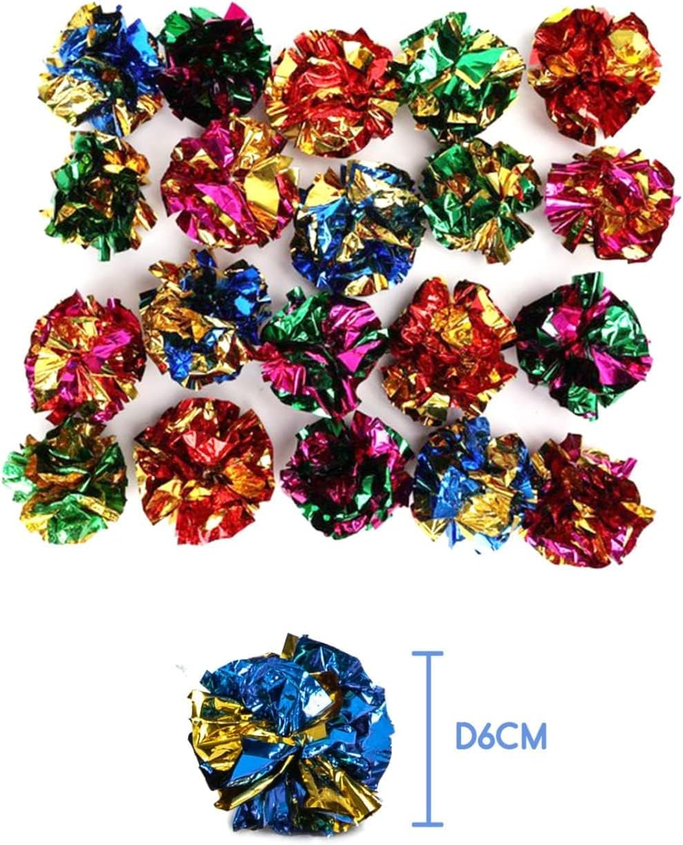 Mumoo Bear Cat Crinkle Ball Toys, 20 Pieces Colorful Mylar Balls, Kitten Toys,Indoor Kitten Interactive Toy Ball, Shiny Foil Toy Balls with Crinkly Sound, 6 Cm/2.36 Inch image number 2