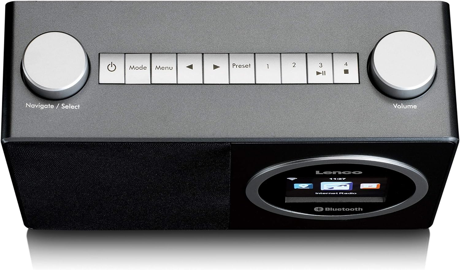Lenco A003244 DIR 70 - Portable Internet Radio - DAB + Radio Retro Digital Radio - Wifi Bluetooth - 2.4 Inch Colour Screen - 3Wattrms-4Station Memory App Control Viaairmusic Black