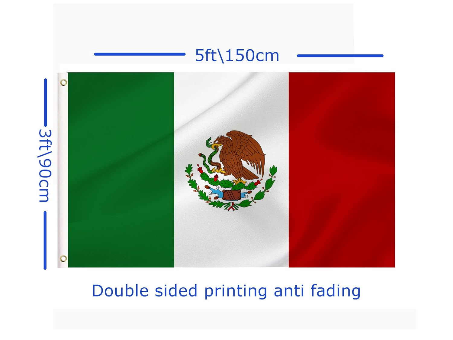 LARGE Mexican Flag, 3X5Ft Mexico Flags Banner for Indoor Outdoor Decoration of Canada Yards.Parade or Express Mood image number 3