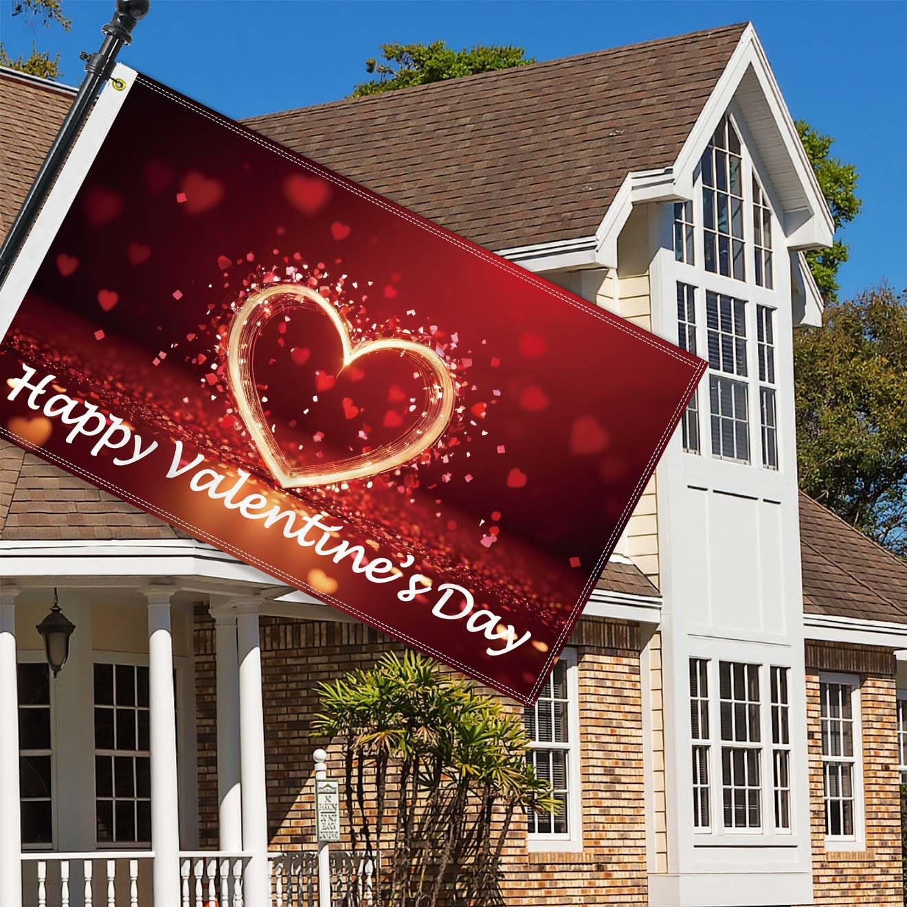 Large 3&times;5 FT Valentine'S Spark Heart Flag, Big Happy Love Lover Valentines Day100D National Outdoor Banner,Decorgarden with Brass Gromment image number 2