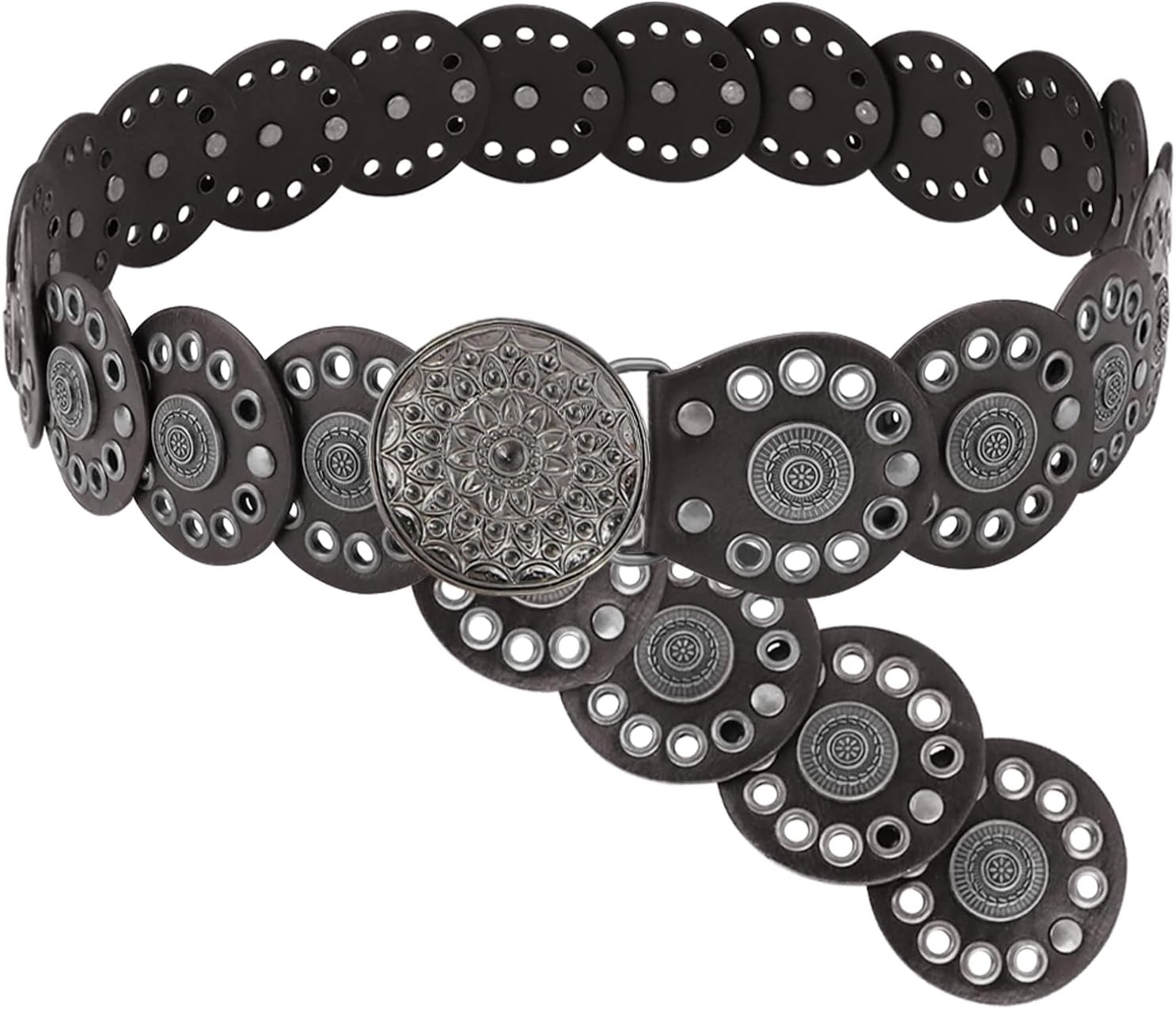 PU Leather Boho Belt, Hollow Disc Belt Women, Vintage Belts for Women Trendy, Adjustable Western Belts for Woman, Fashion Accessories