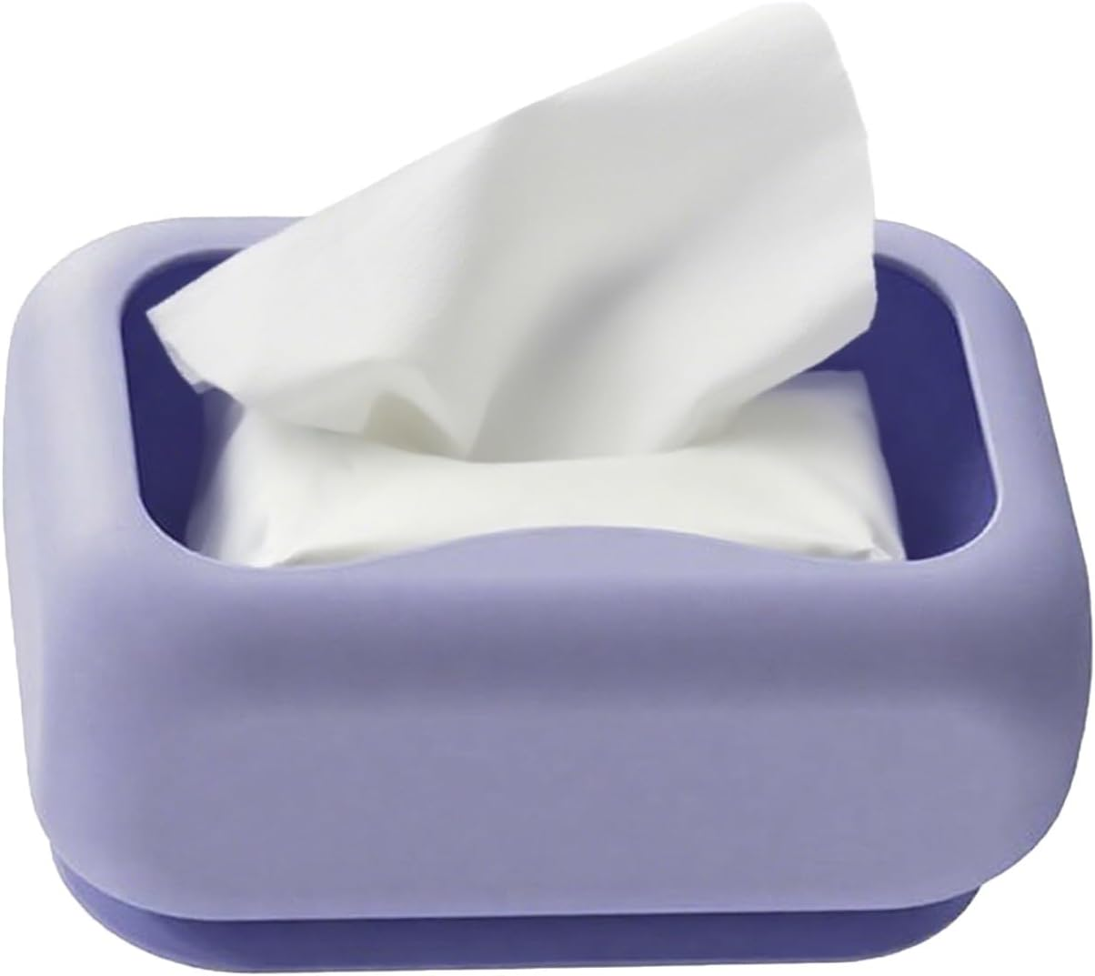 Tissue Box Cover - Modern Facial Tissue Holder with Suction Cup - Silicone Wall Mount Storage Organizer for Desk Table Living Room Apartment Bedroom Hotel Farmhouse Restaurant Car