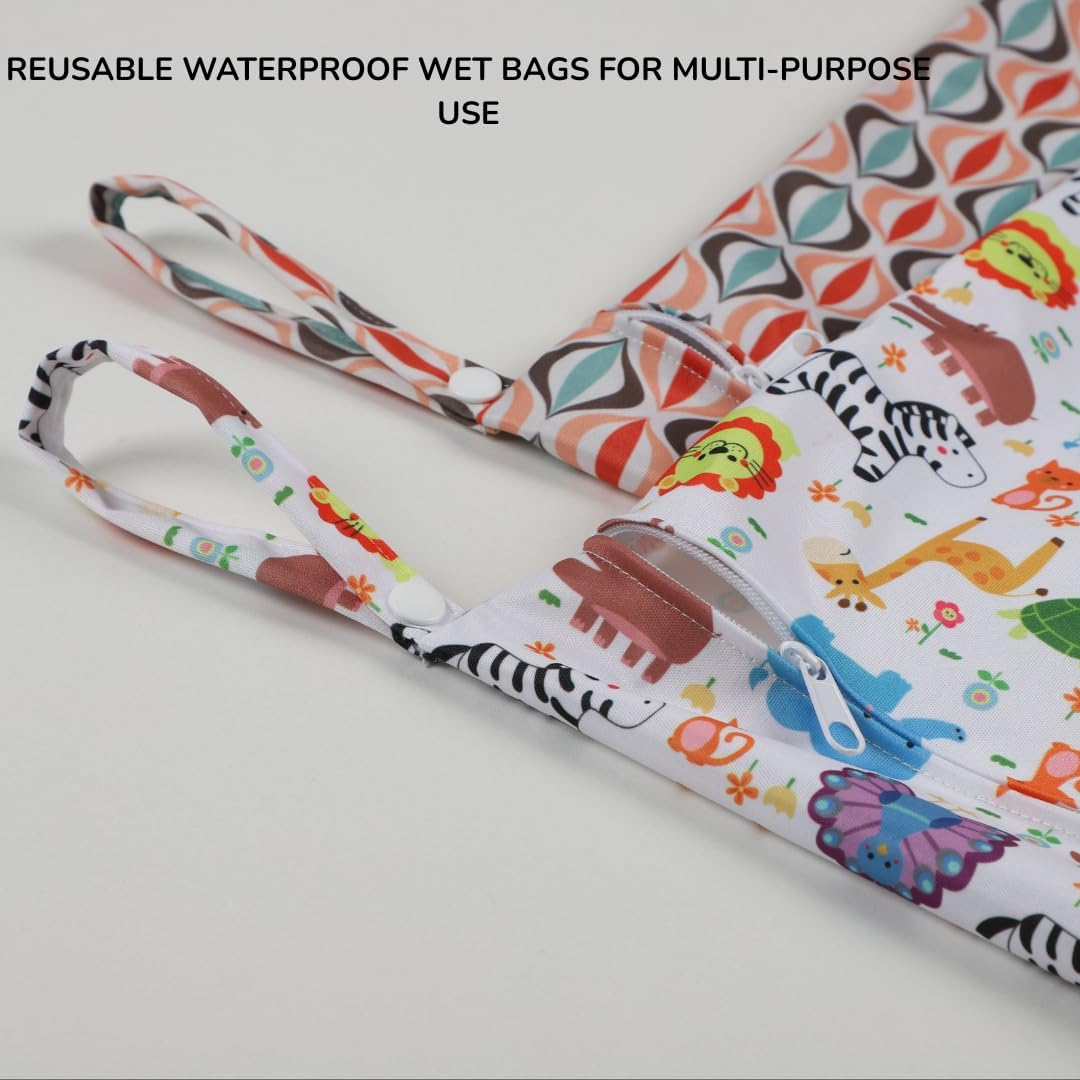 2 Pack Large Premium Waterproof Diaper Cloth Wet Bag Reusable Diaper Bag for Travel Toiletries Gym Swimsuits Baby Items Beach Breastmilk Pump Parts Daycare Waterproof Pouch with Snap Handles 30X40 Cm image number 4