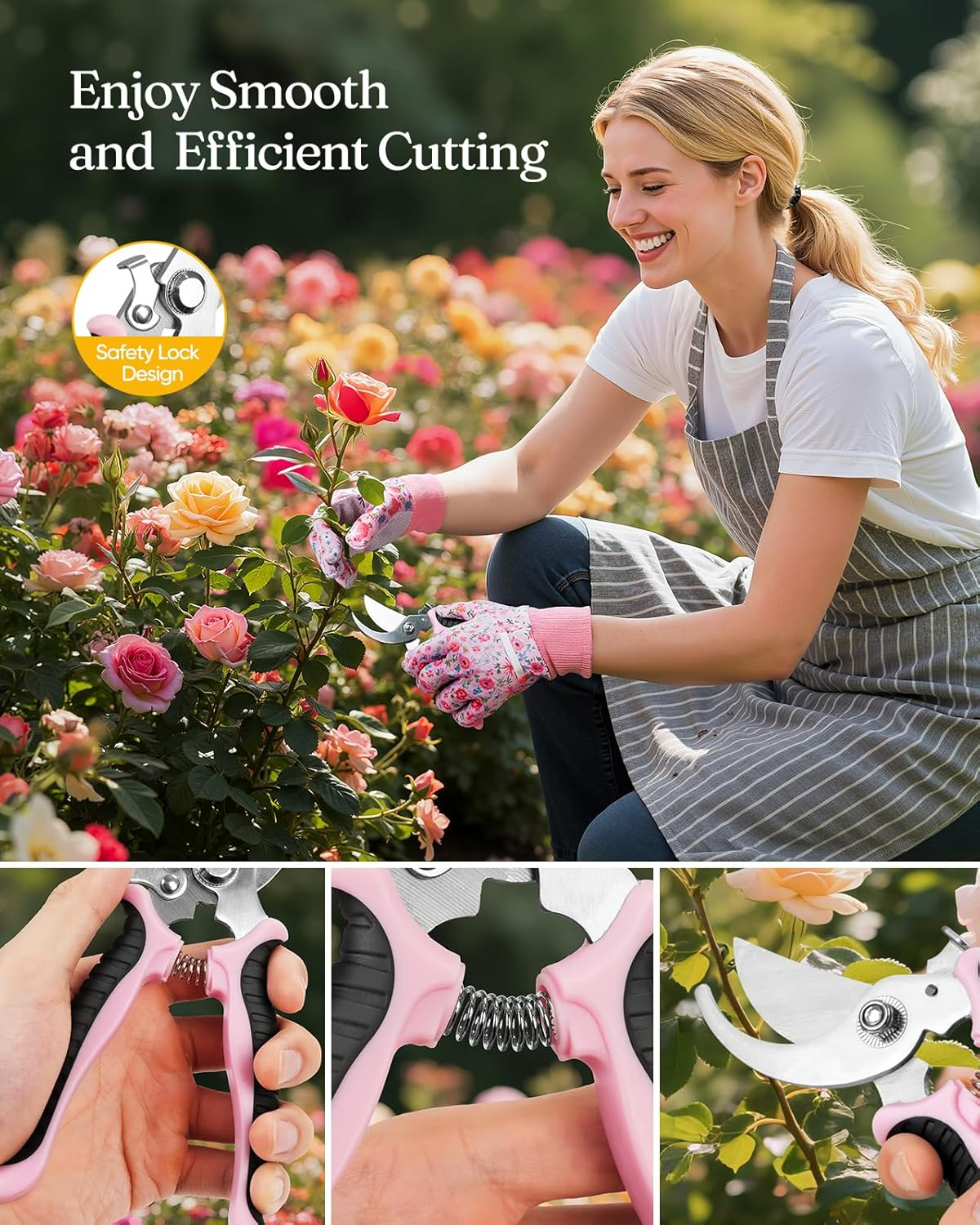 Grenebo 12-Piece Womens Gardening Tools Gift Set, Rust-Proof & Heavy-Duty Garden Tools with Durable Carrying Case, Fashionable & Thoughtful Gardening Gifts for Women&Men (Pink) image number 5