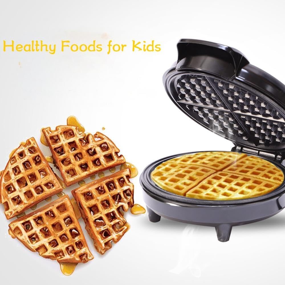 Electric Classic round Belgian Waffle Maker, Non-Stick Surface, 4-Section Grid
