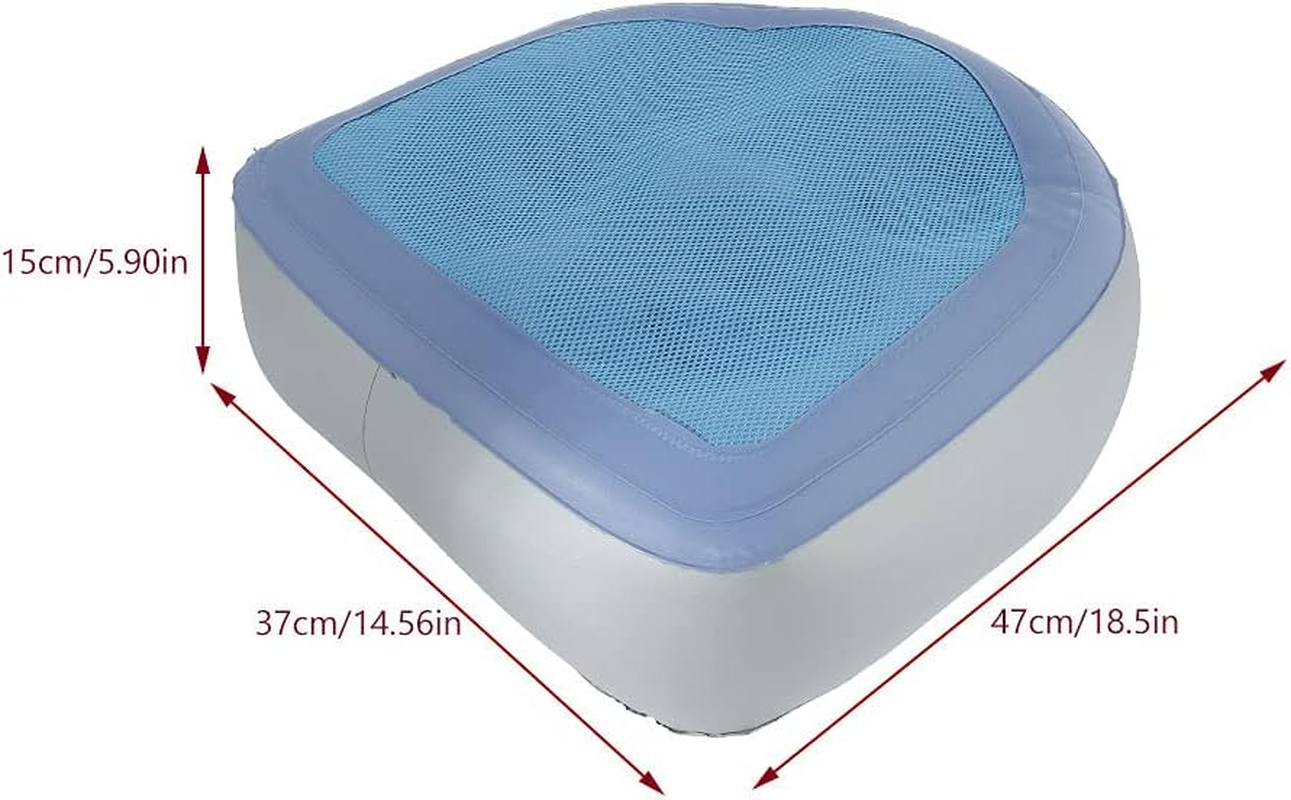 Spa and Hot Tub Booster, Soft Non-Slip Inflatable Booster Seat with Suction Cup, Comfortable Durable Seat Back Pad with Mesh for Hot Tub, Spa, Pool (Blue, 2Pcs)