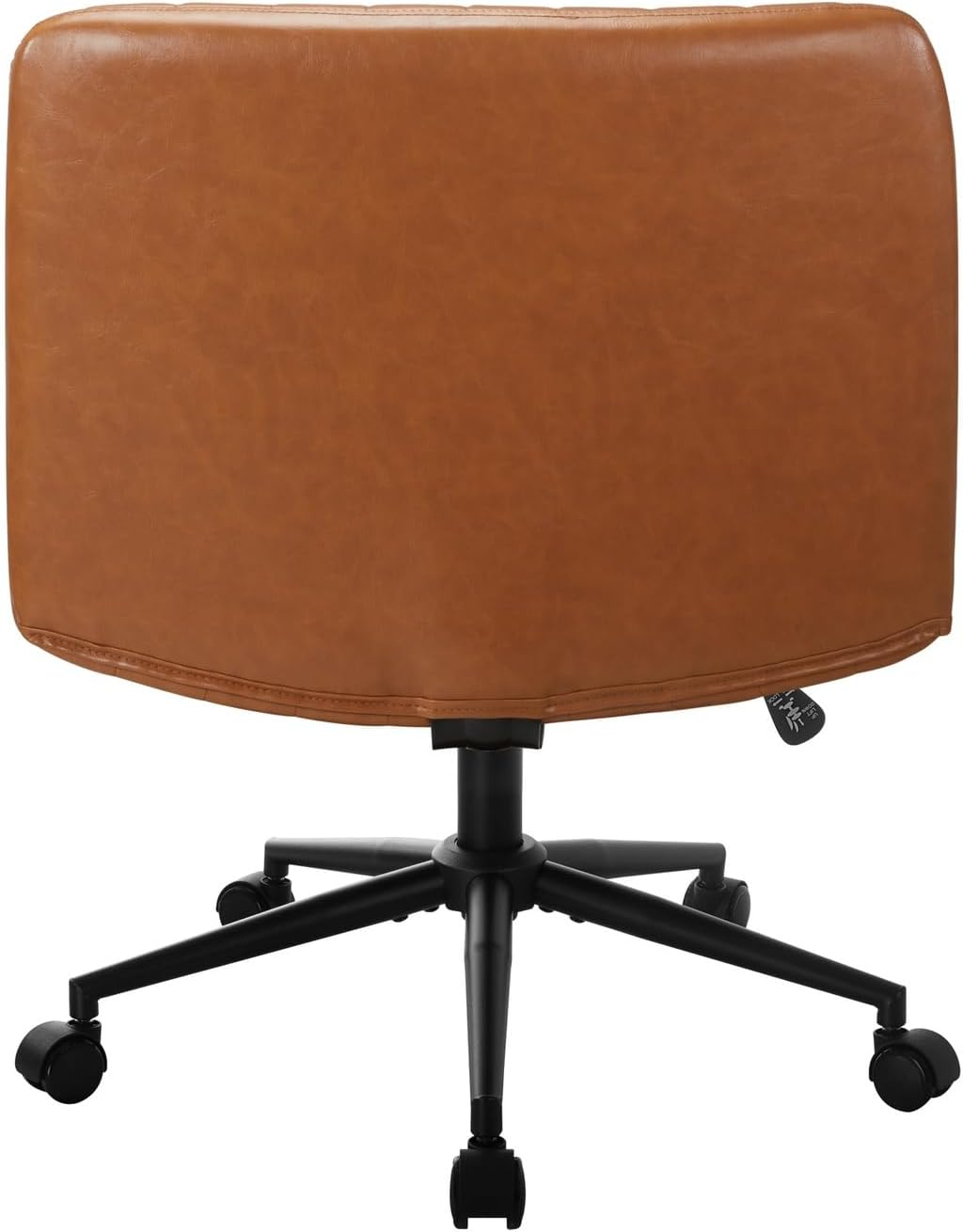 Oikiture Armless Office Chair with Mid Back and Wheel PU Leather Cross Criss Chair Brown image number 4