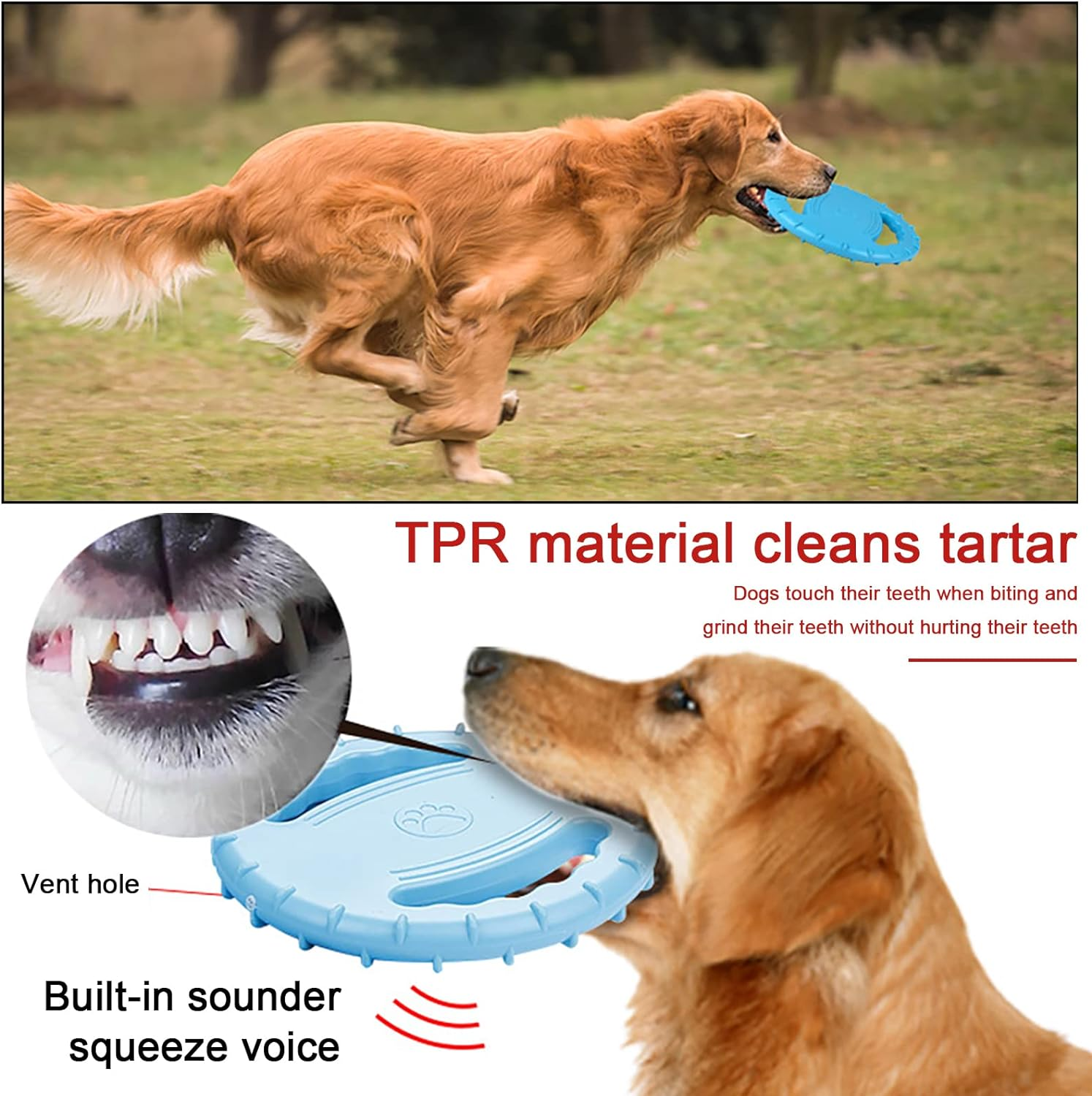 Red Dog Frisbee Dog Tugger Toy Indestructible Dog Flying Disc for Small and Medium Dogs image number 3