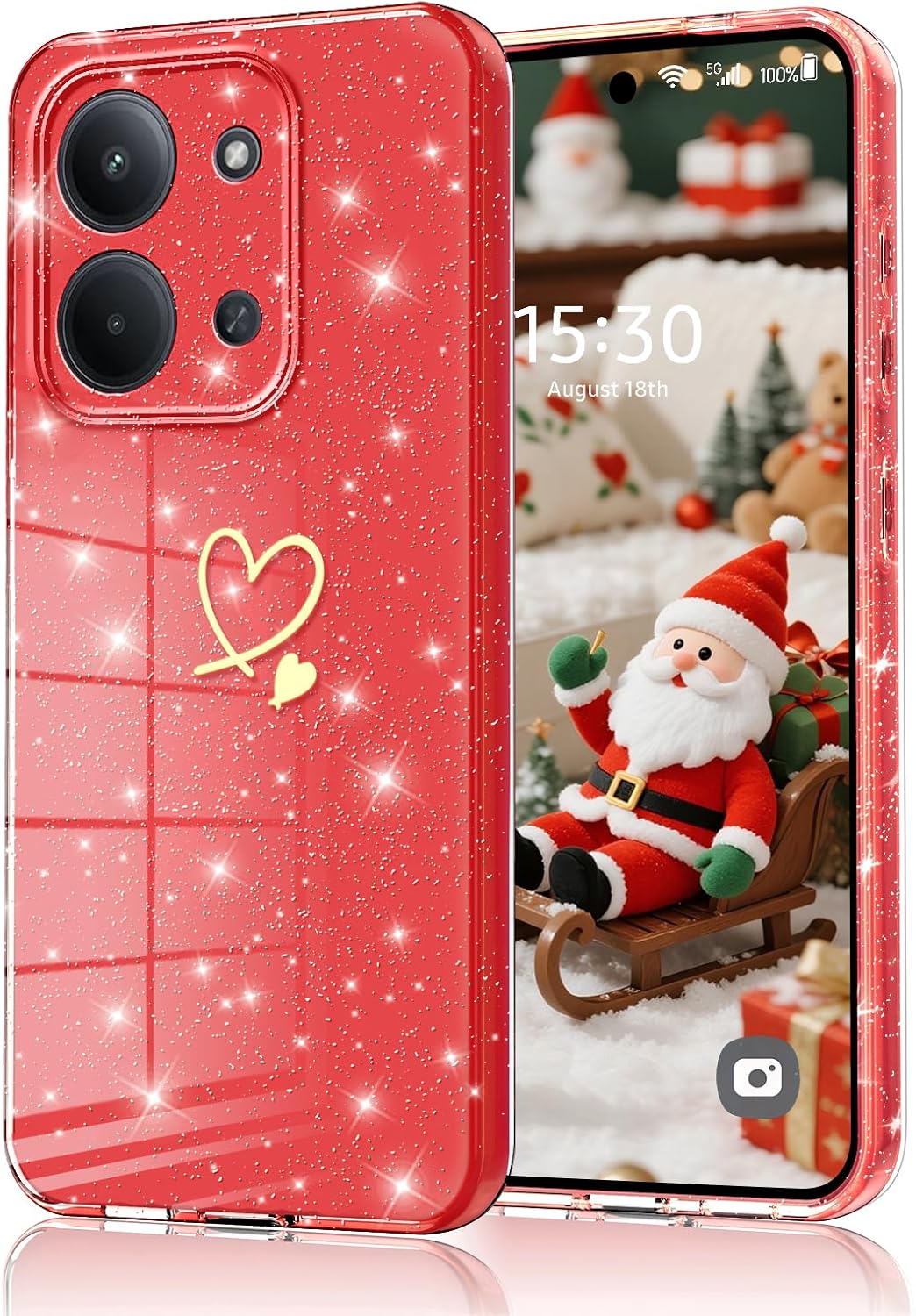 Case for Xiaomi Redmi 15 4G / 5G (EU Version) Glitter Love Silicone Soft TPU Protective Case Shockproof Protection Bumper Case Ultra Thin Scratch-Resistant Mobile Phone Case for Redmi 15 5G/4G