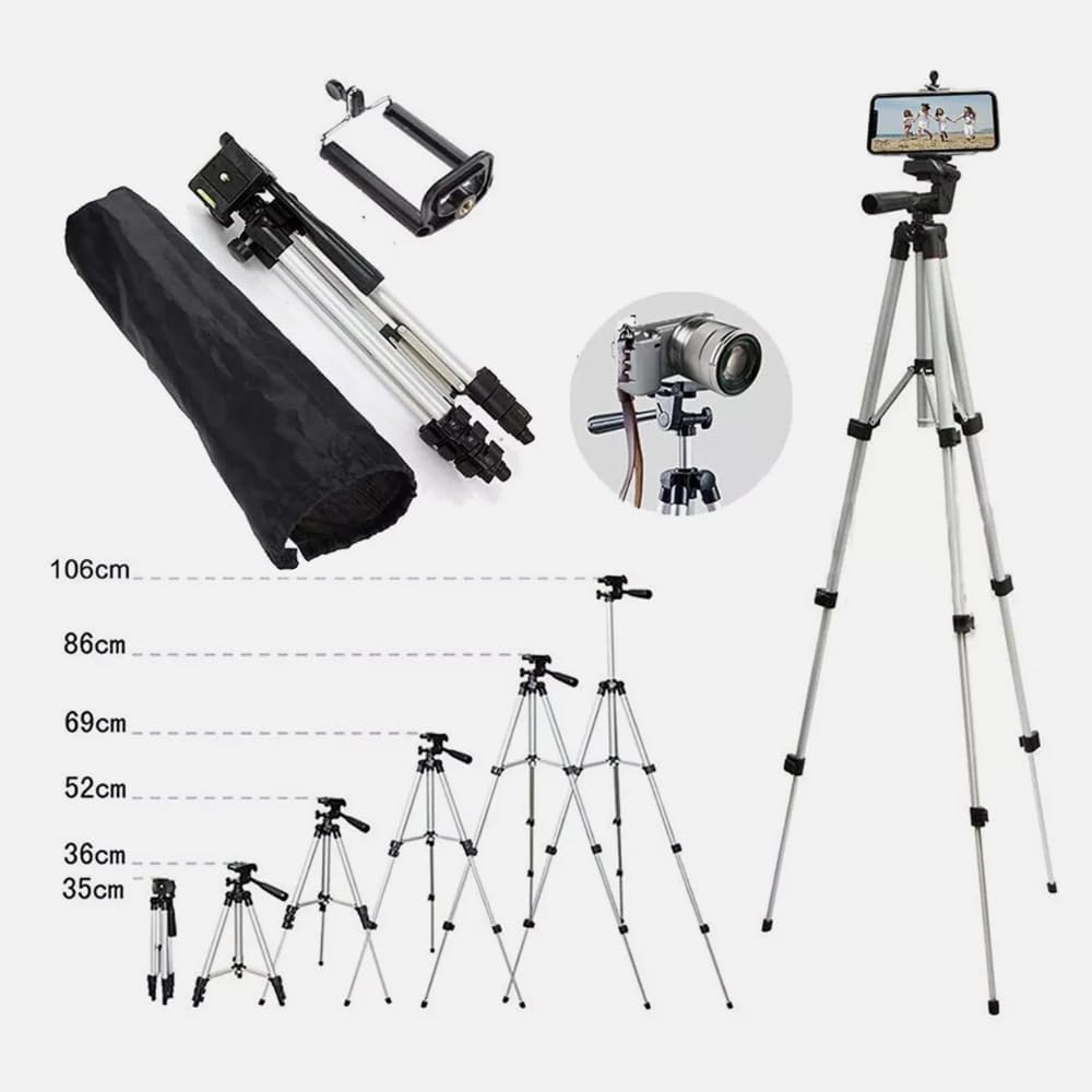 Leona Co 106Cm Adjustable Camera Phone Tripod Stand, Universal Tablet Phone Mount Holder with Carry Bag image number 5