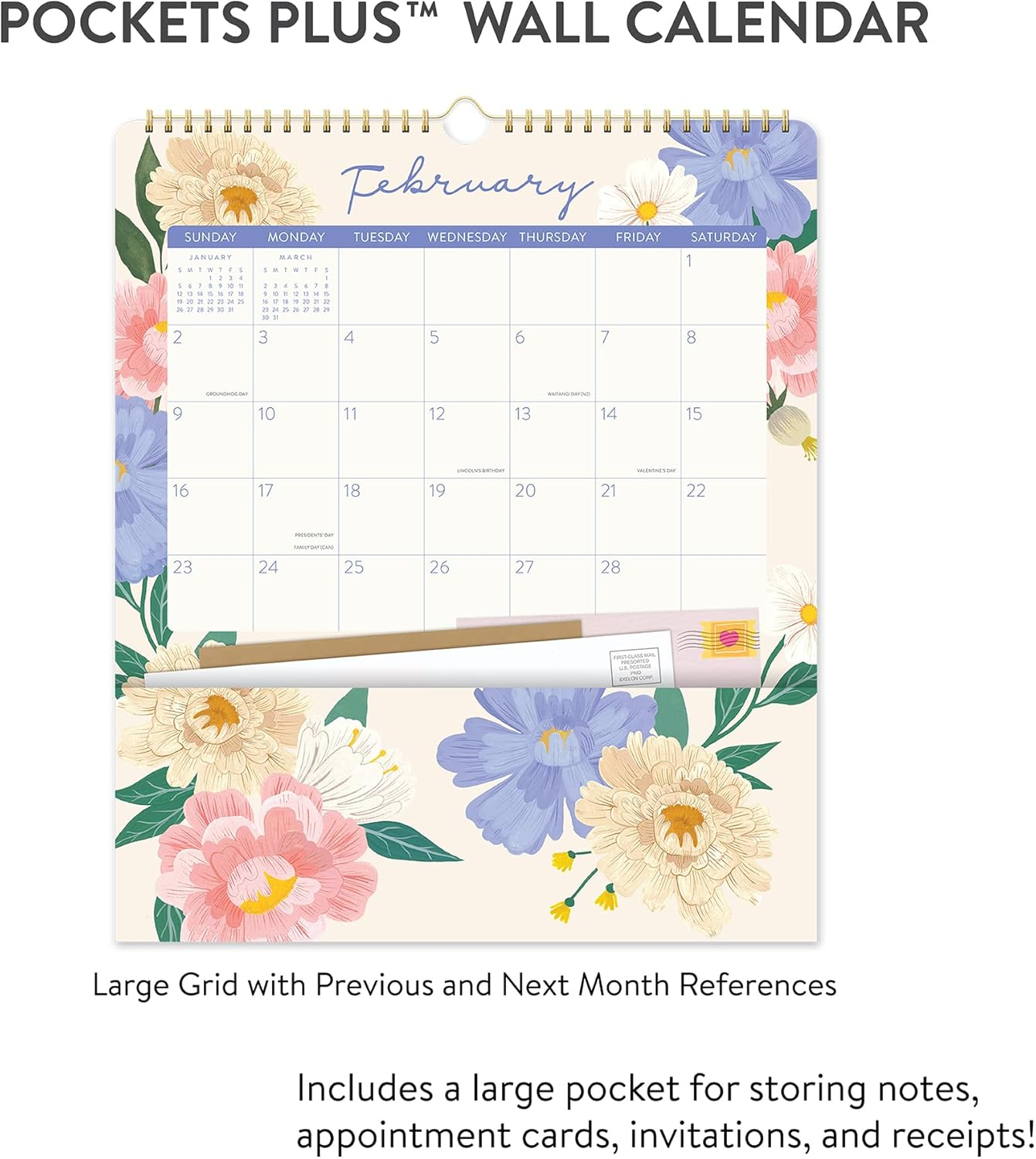 2025 Calendar Bella Flora Pockets plus Wall Orange Circle Studio 25150