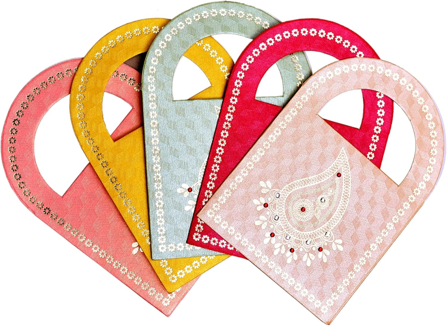 Indian Money Gifting Envelopes with Handle-Enabled Money Lifafa Decorative Cash Holders for All Occasion Diwali, Wedding Gift of Prosperity Multi Color (20) image number 3