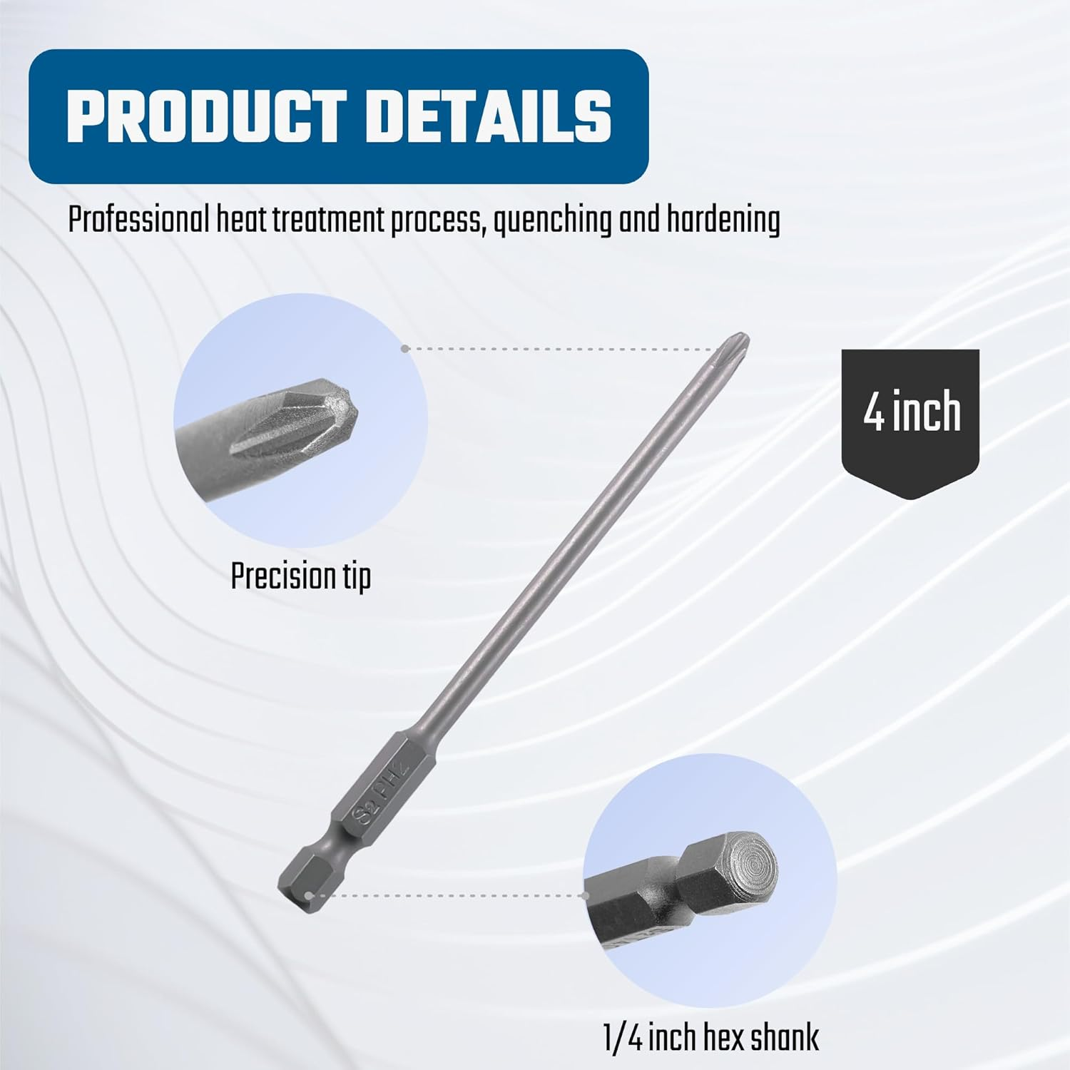 VESTTIO Long Screwdriver Bit Set Slotted SL3 SL4 SL5 SL6 Phillips PH1 PH2 10PCS 1/4 Inch Hex Shank 4 Inch/100 Mm Length S2 Steel with Magnetic for Power Screwdriver Drill Impact Driver image number 5