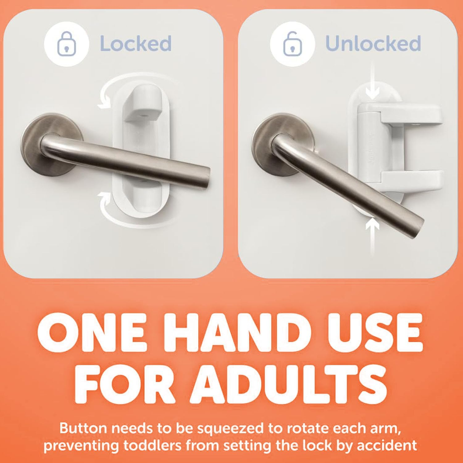 Shengsenfu 4 Pack Door Lever Lock Child Proof Door Locks Design for Kids Safety-Child Proof Doors and Handles 3M VHB Adhesive No Drilling and Perfect for Door,Cabinet,Windows,Child-Proof and Pet Proof image number 2