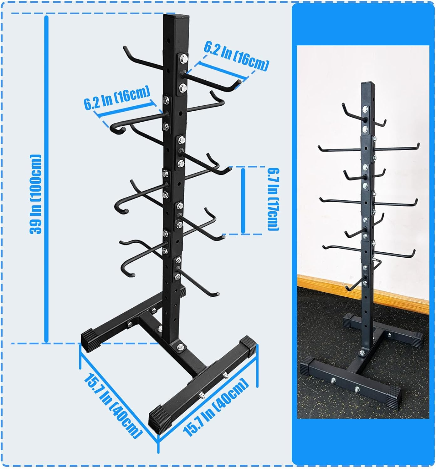 BLUSLM Cable Attachment Rack for Lat Pull down Bar, Heavy Duty Steel Cable Attachments Gym Storage Rack, Lat Bar Organizer for Different Cable Handles image number 1