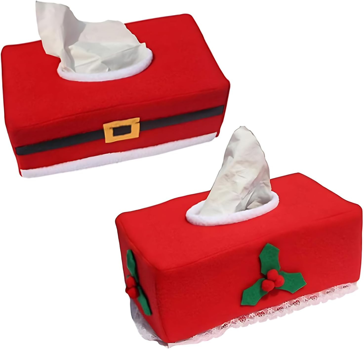2 Pcs Christmas Tissue Box Cover, Holiday Rectangular Tissue Holder for Bathroom, Living Room, Tabletop Decor image number 5