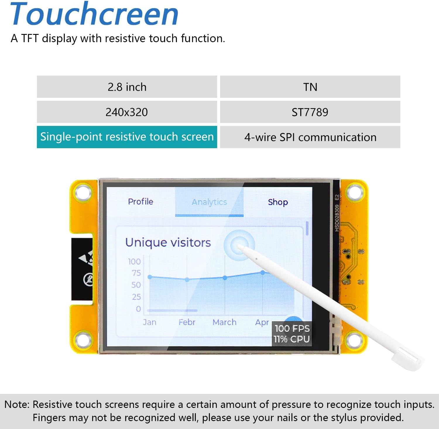 Freenove ESP32 Display CYD, 2.8 Inch Touchscreen Monitor, 240X320 Pixel TN TFT LCD Screen ST7789 Driver, Dual-Core 32-Bit 240 Mhz Microcontroller Wifi+Bt, C Code LVGL Example Projects Tutorial image number 3