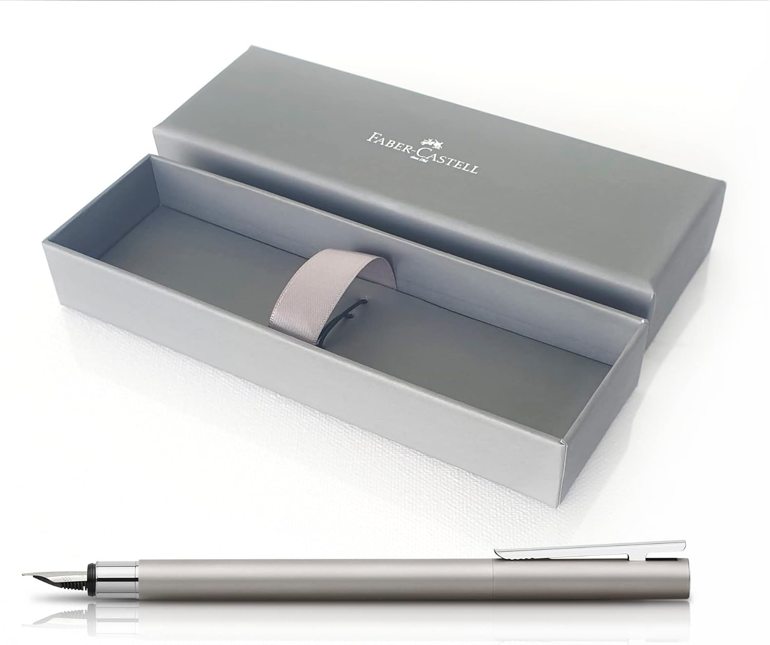 Faber-Castell Neo Slim Stainless Steel Medium Fountain Pen, Matte Silver (19-342100) image number 3