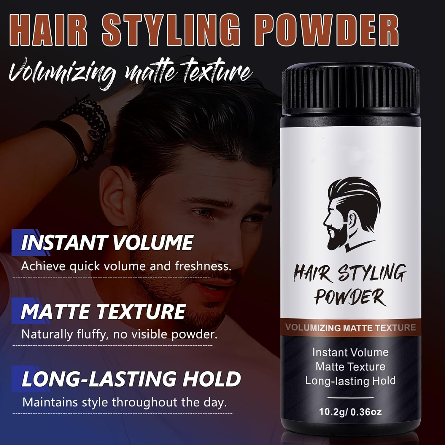 2 Pack Hair Styling Powder, Hair Styling Powder for Men, Texturizing Powder, Adds Volume to Hair, Matte Look and Natural Finish, Easy to Apply image number 6